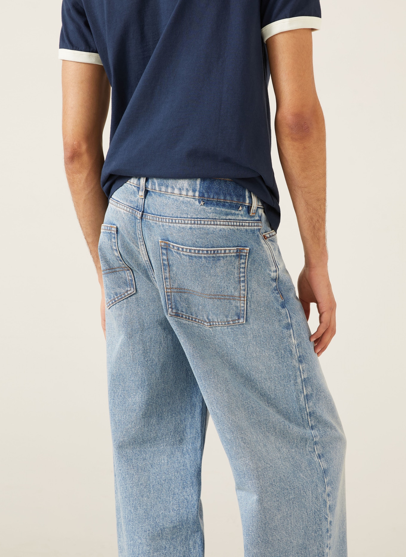 GOLDEN GOOSE PARKER-jeans met normale pasvorm en studs: 50100 BLUE/ HERITAGE WHITE