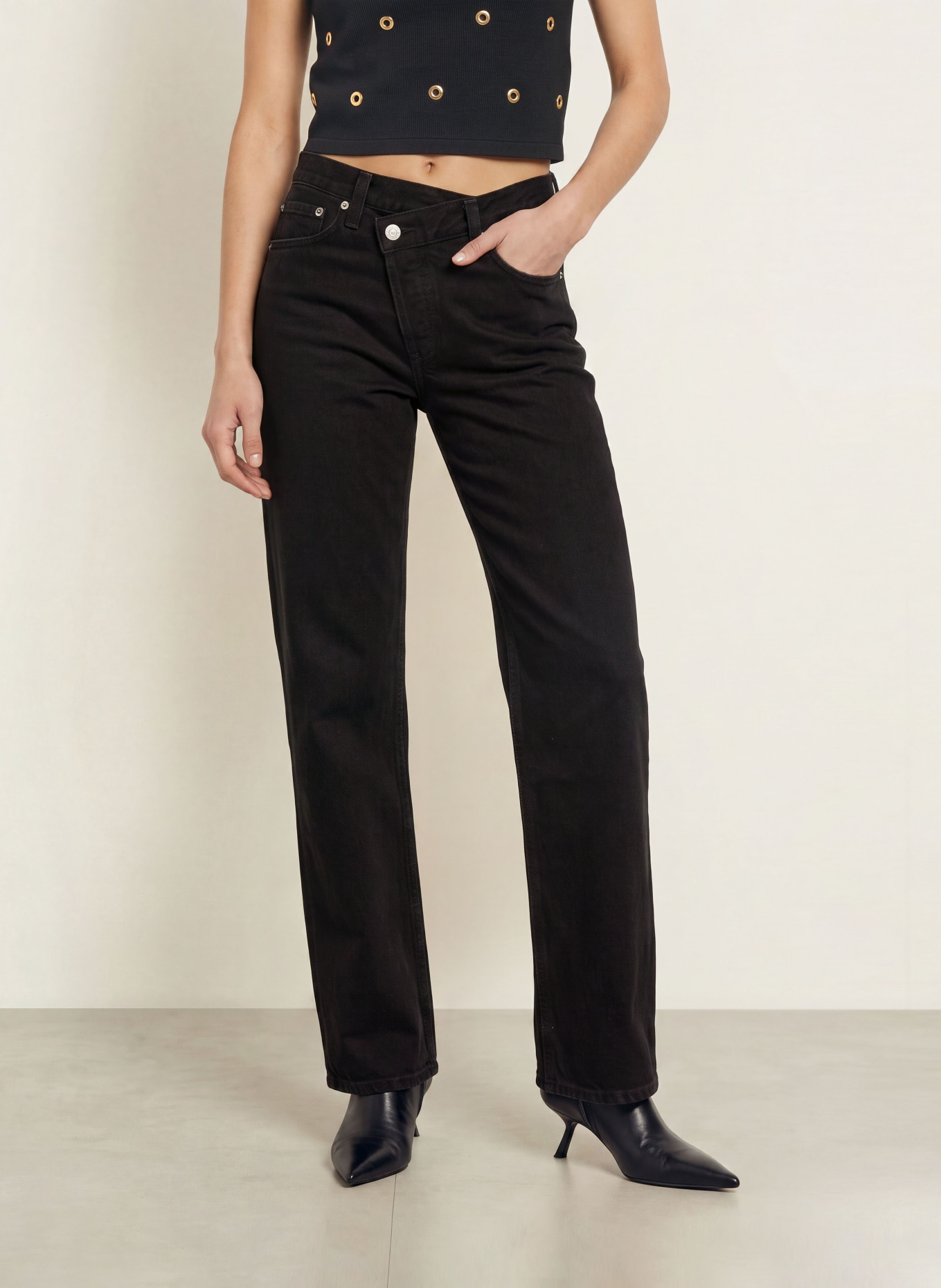 AGOLDE Jeansy typu barrel ARC CRISS CROSS: pha phase (dk lightly worn blk)