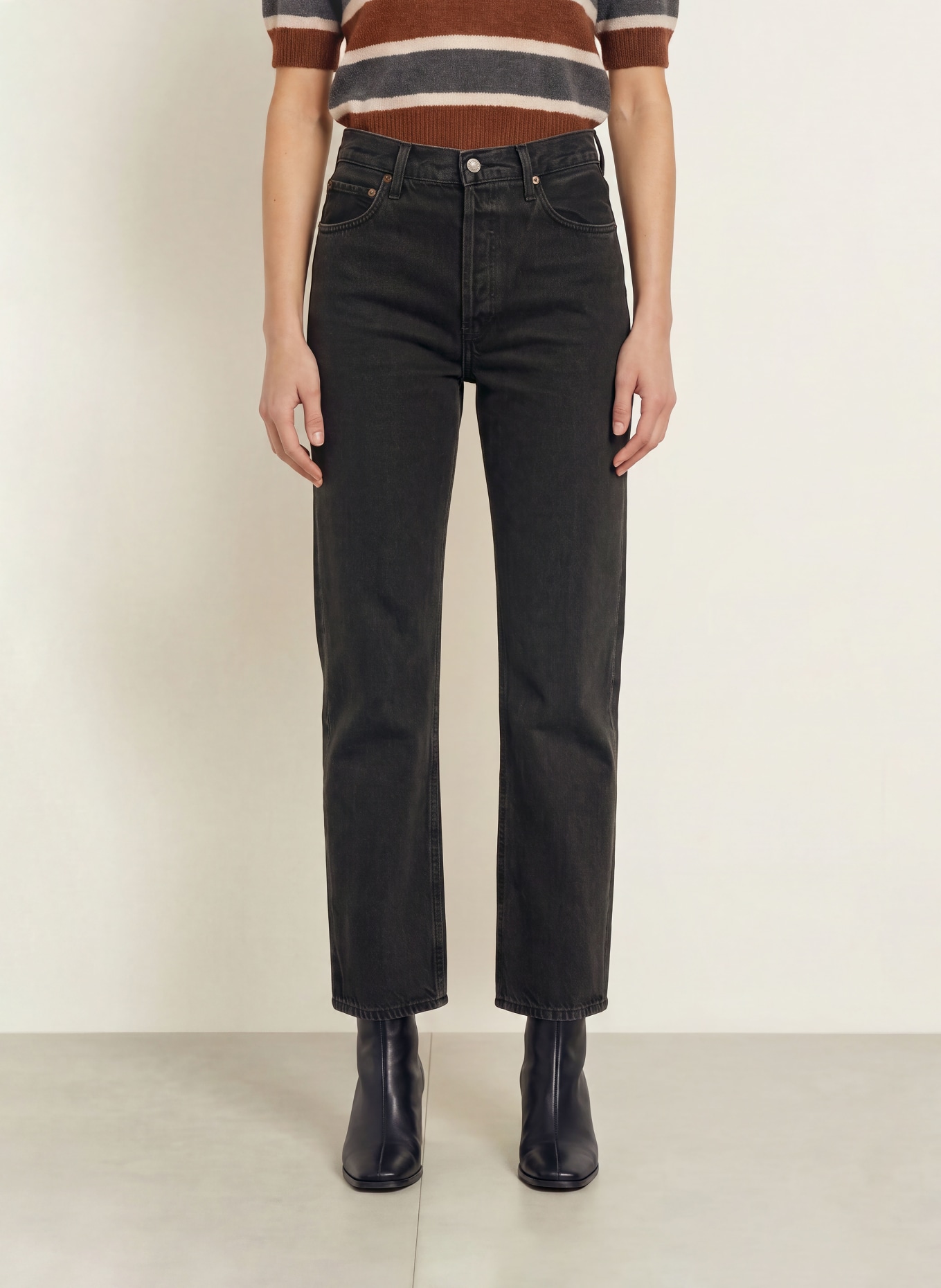 AGOLDE Straight jeans 90's PINCH WAIST: vnta vanta (dk marbled blk)