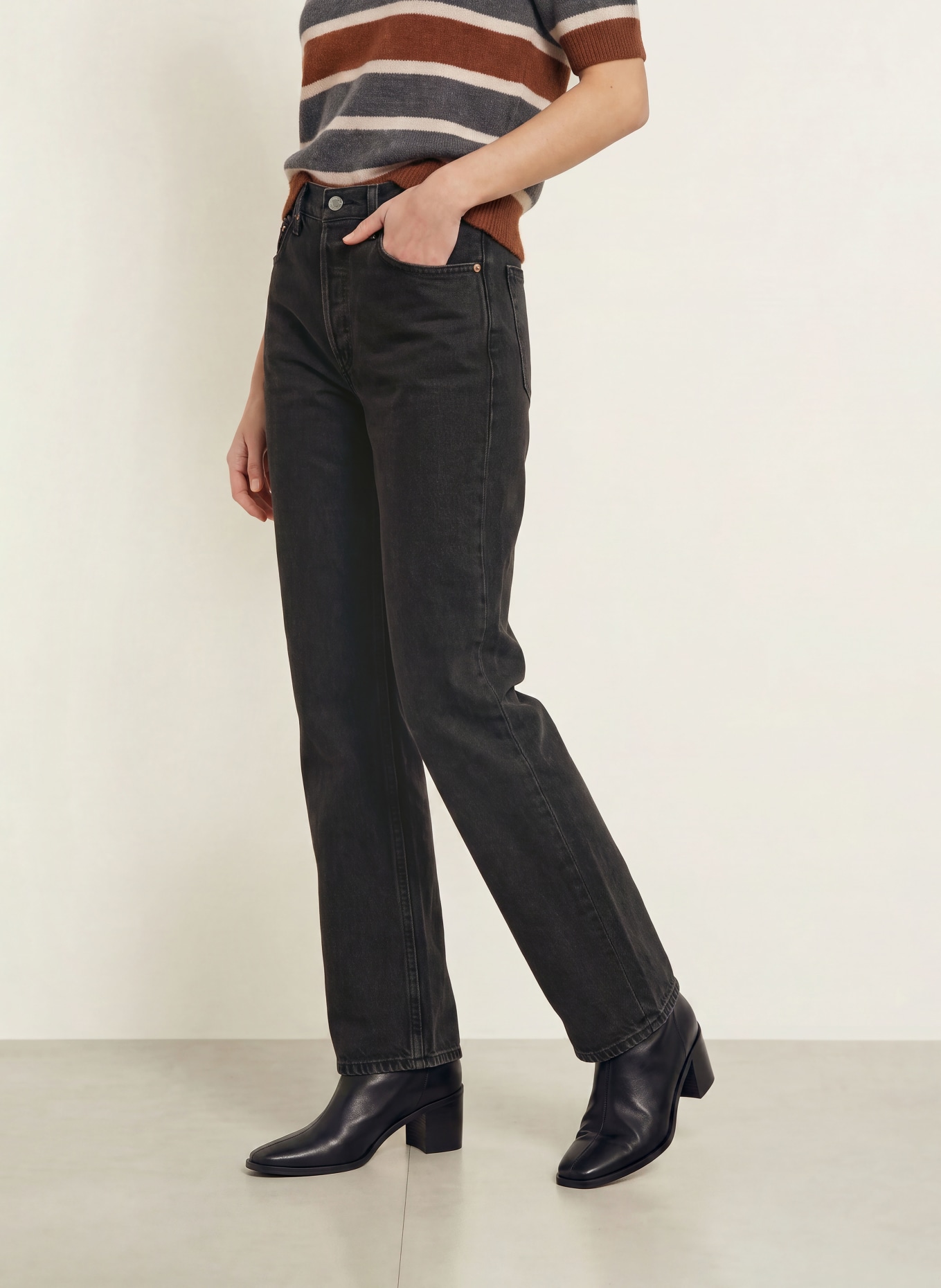 AGOLDE Straight jeans 90's PINCH WAIST: vnta vanta (dk marbled blk)