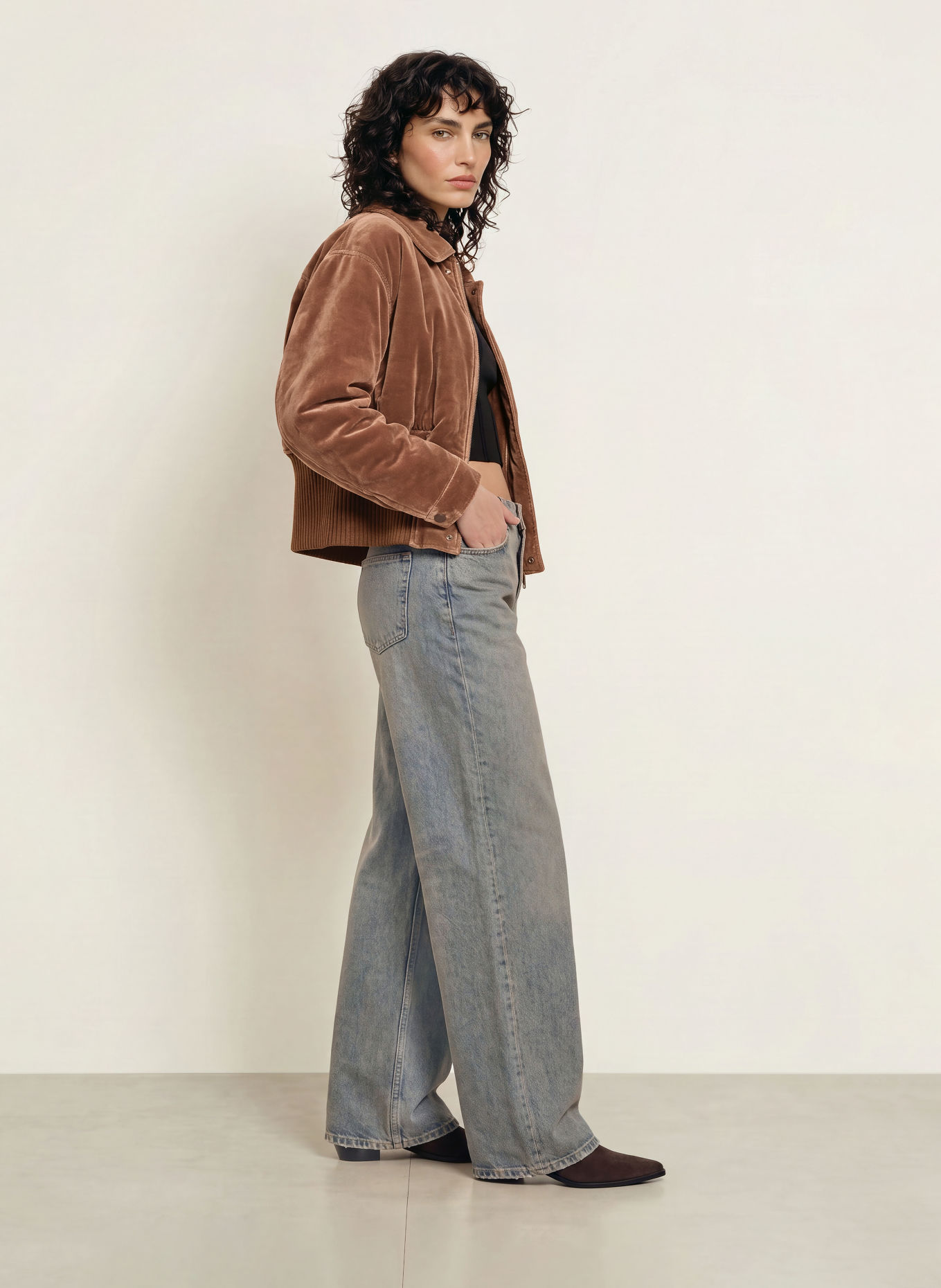 HAIKURE Blouson VIVIENNE en velours: MARRON