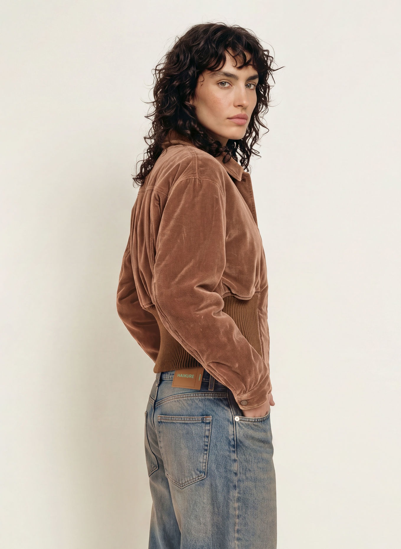 HAIKURE Blouson VIVIENNE en velours: MARRON
