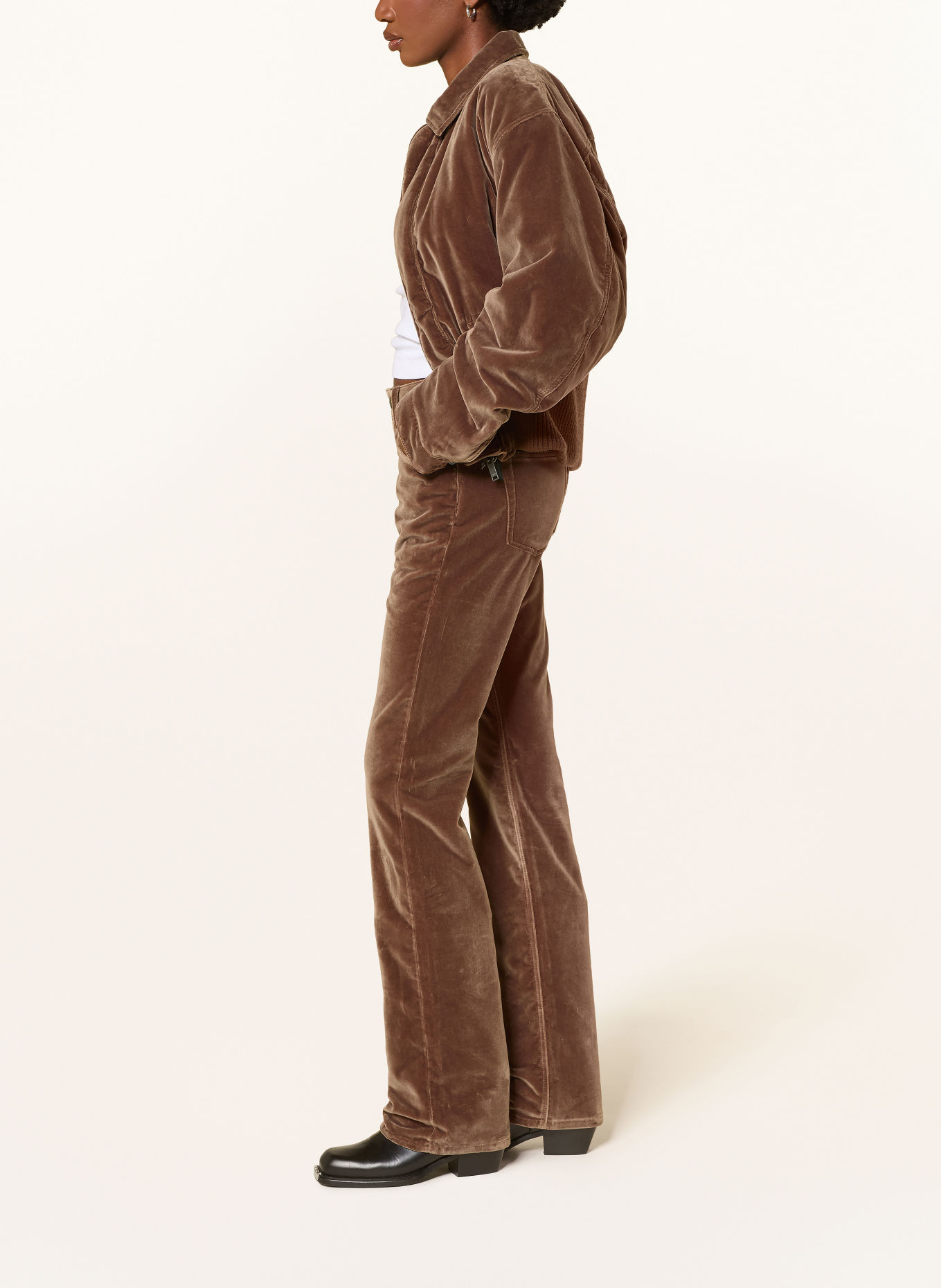 HAIKURE Pantalon bootcut CARLY en velours: MARRON