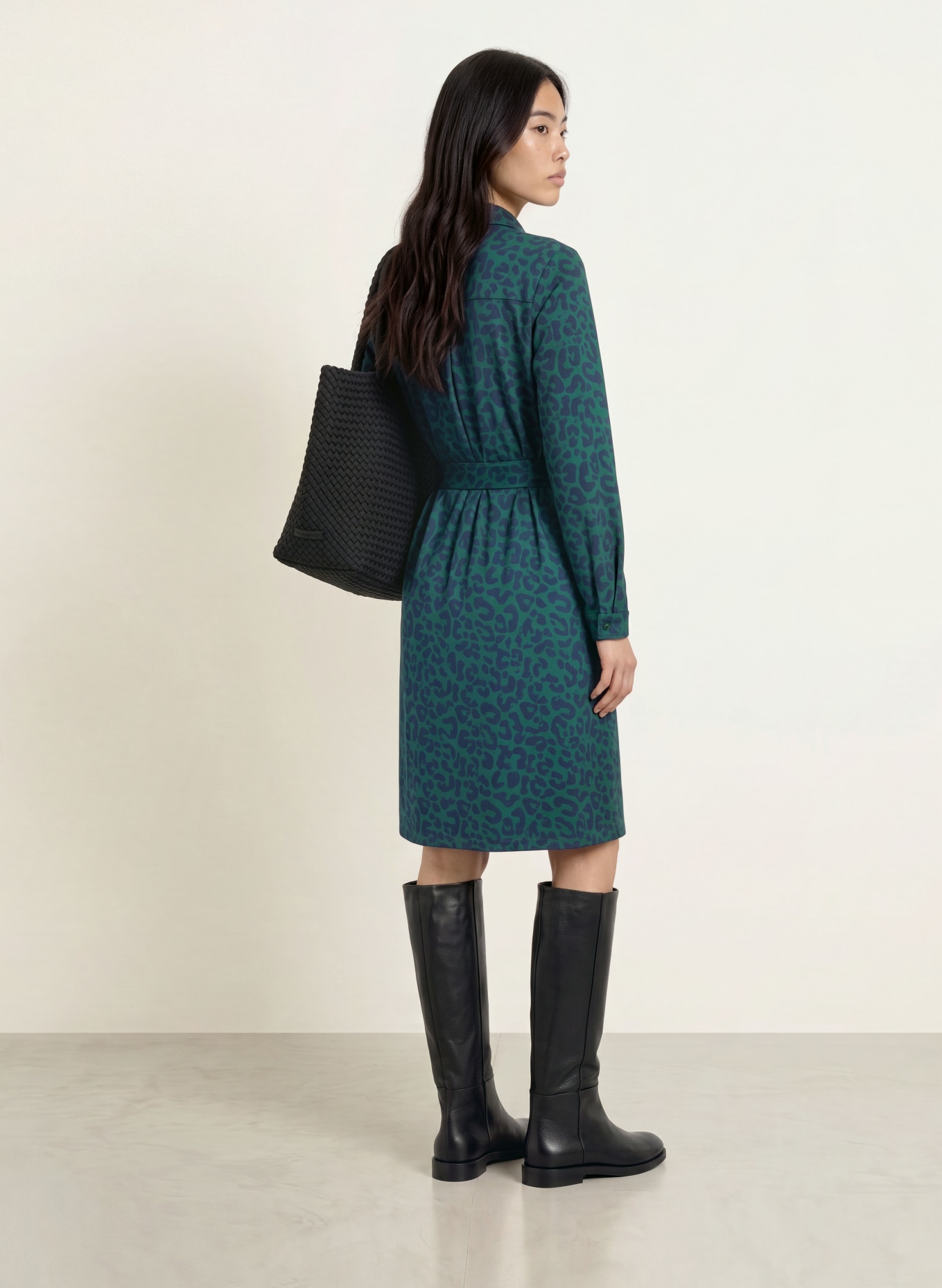 Miss Lagotte Jersey blousejurk: DONKERGROEN / DONKERBLAUW