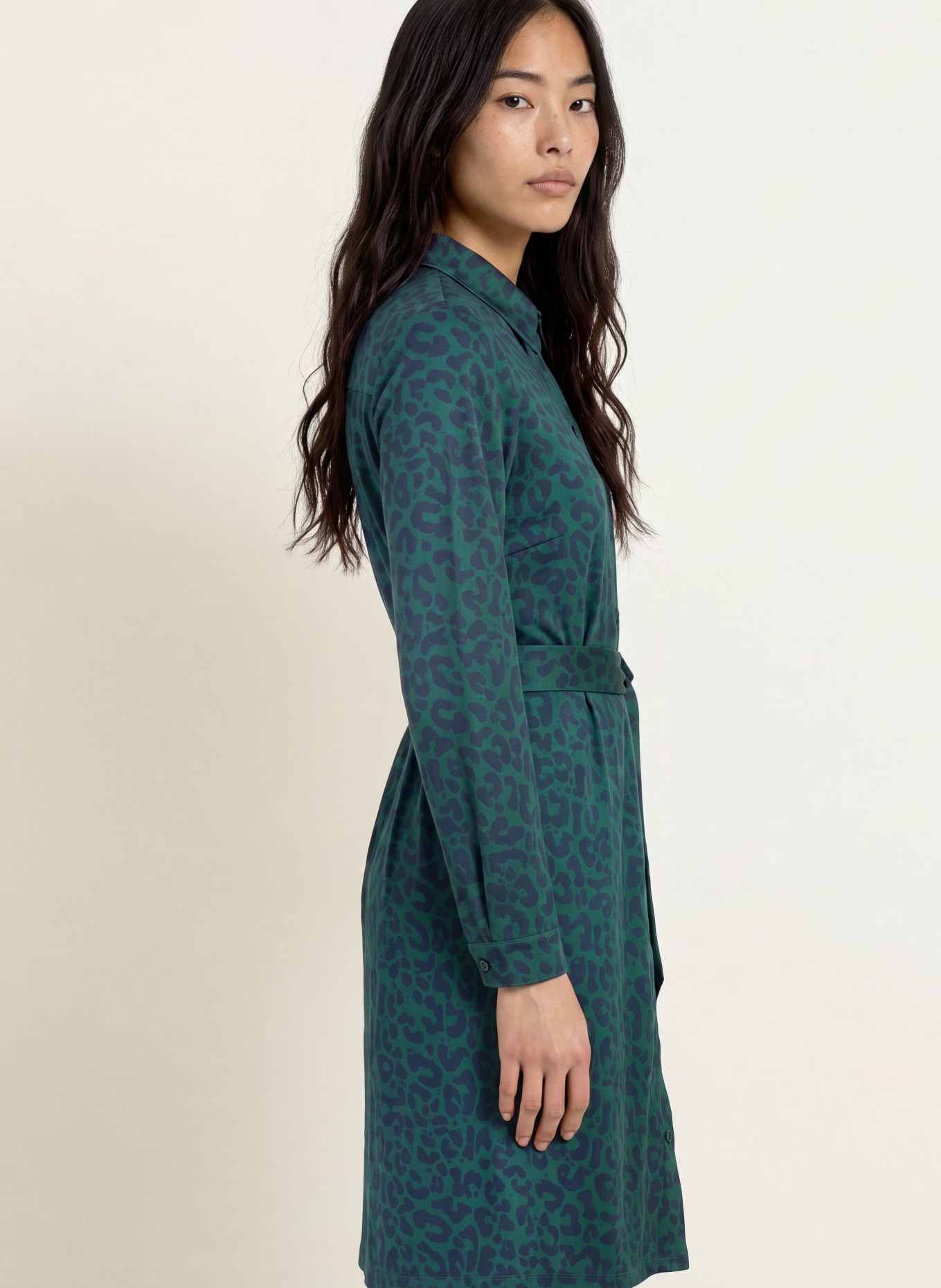 Miss Lagotte Jersey blousejurk: DONKERGROEN / DONKERBLAUW