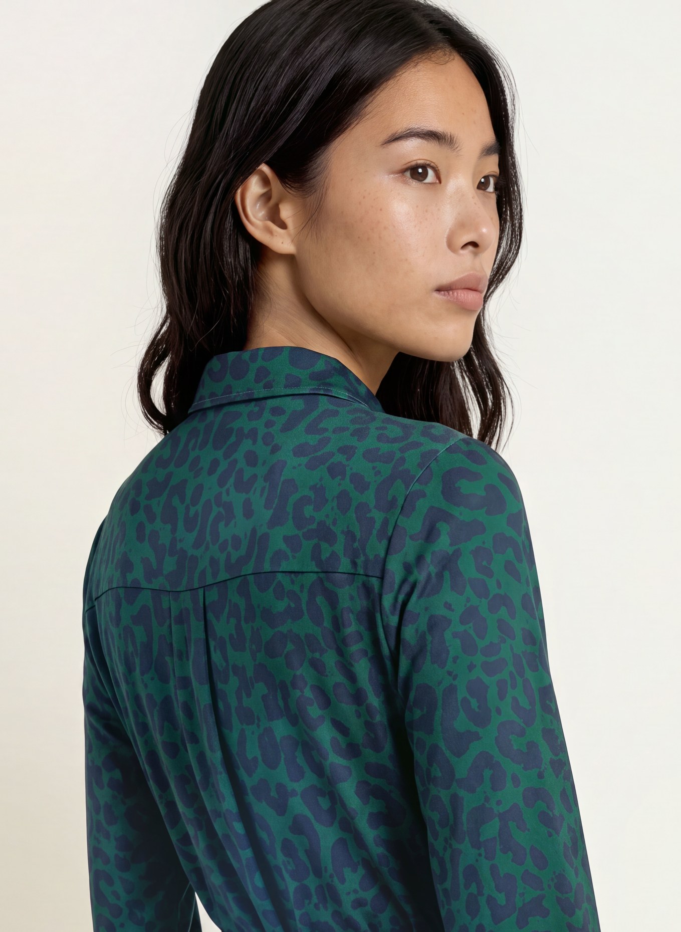 Miss Lagotte Jersey blousejurk: DONKERGROEN / DONKERBLAUW