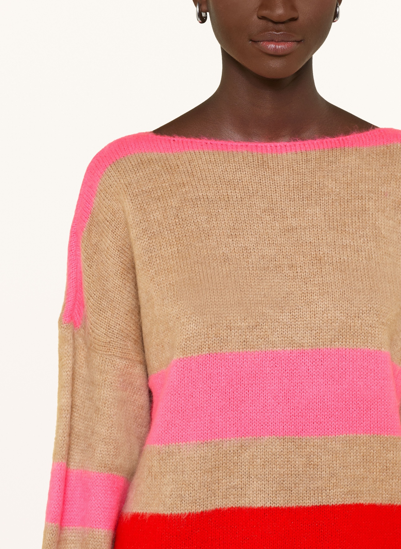 miss goodlife Pullover mit Alpaka: HELLBRAUN / NEONPINK / NEONROT
