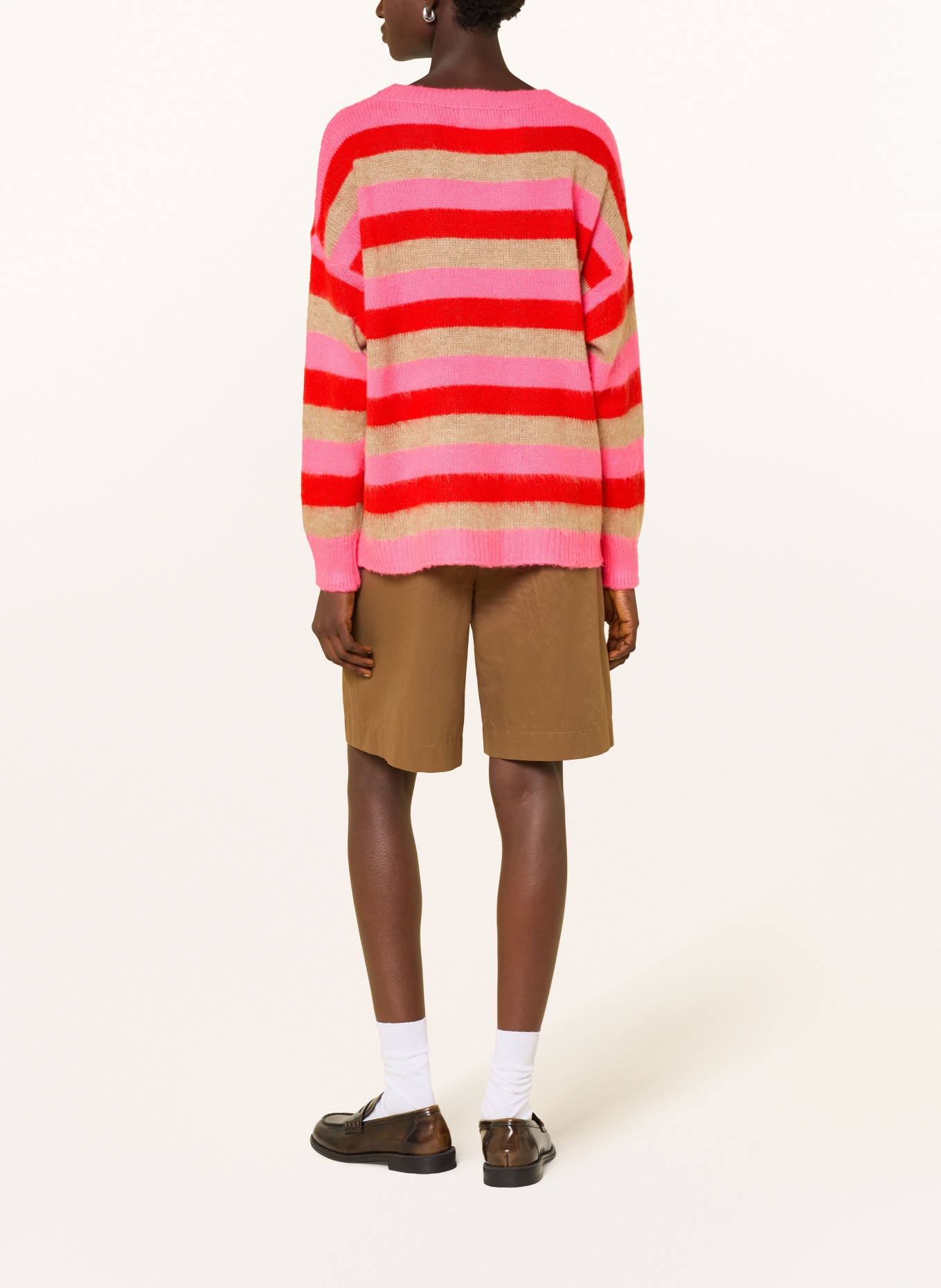 miss goodlife Pullover mit Alpaka: HELLBRAUN / NEONPINK / ROT