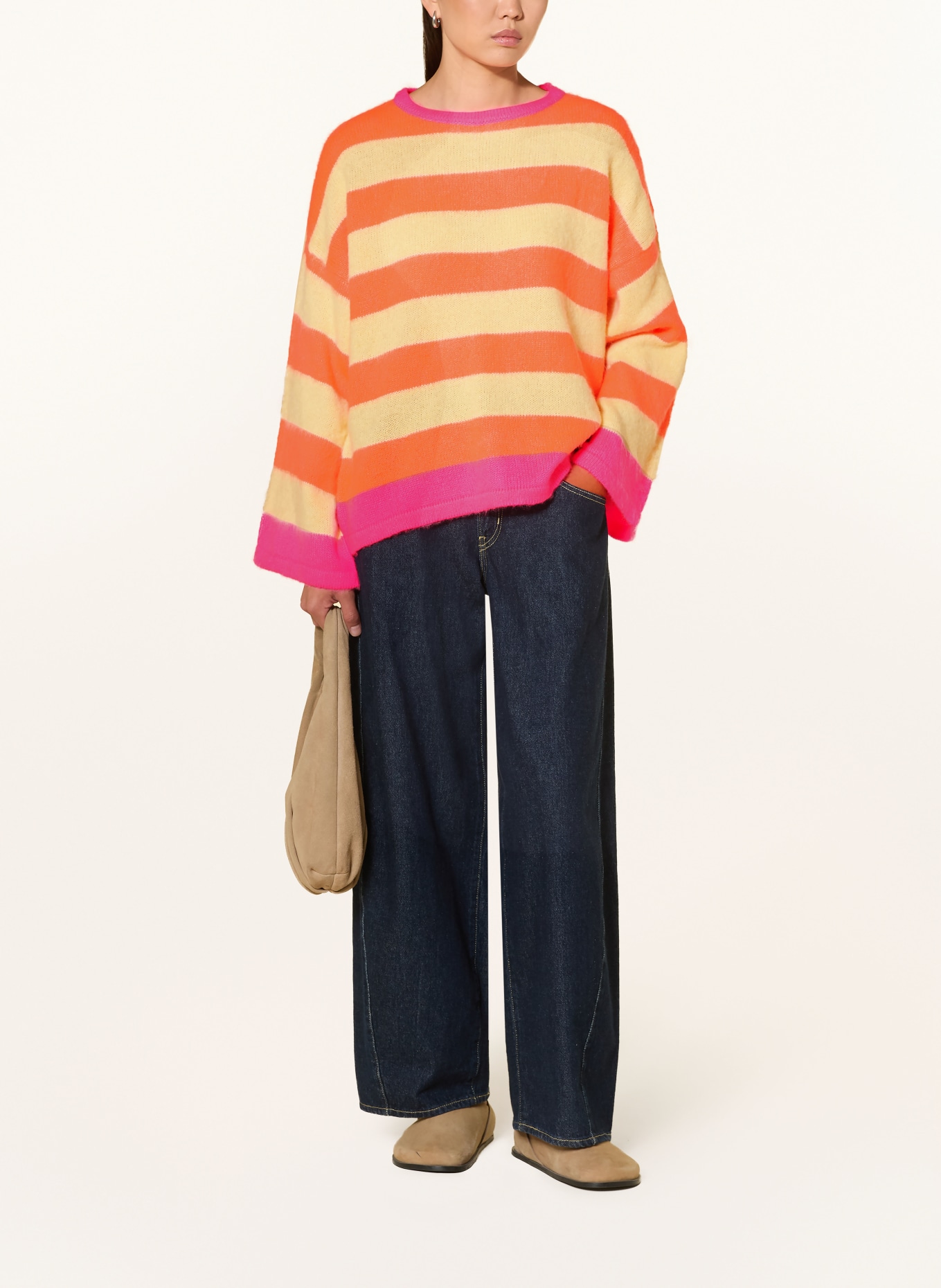 miss goodlife Alpaca Sweater: ORANGE / PINK / LIGHT YELLOW