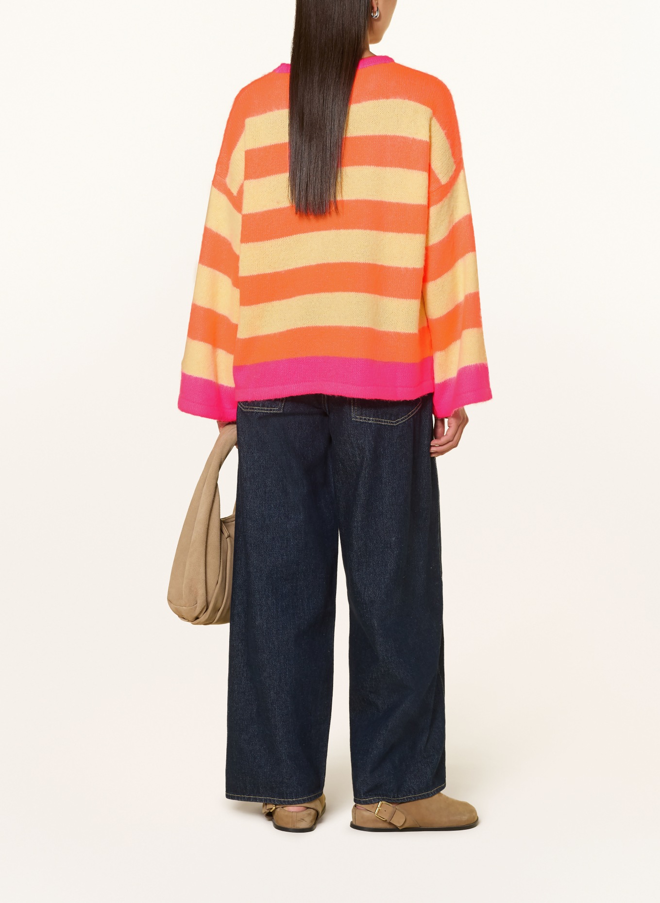 miss goodlife Alpaca Sweater: ORANGE / PINK / LIGHT YELLOW
