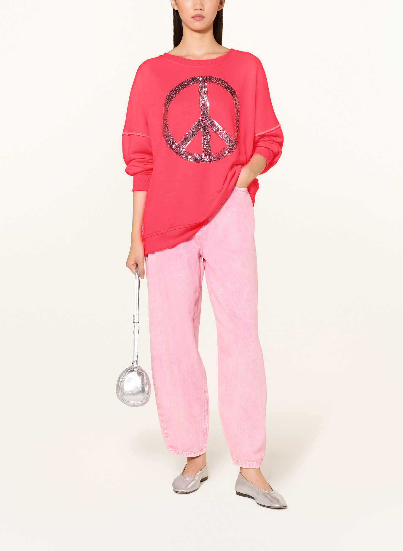 miss goodlife Oversized sweatshirt with sequins: NEON PINK