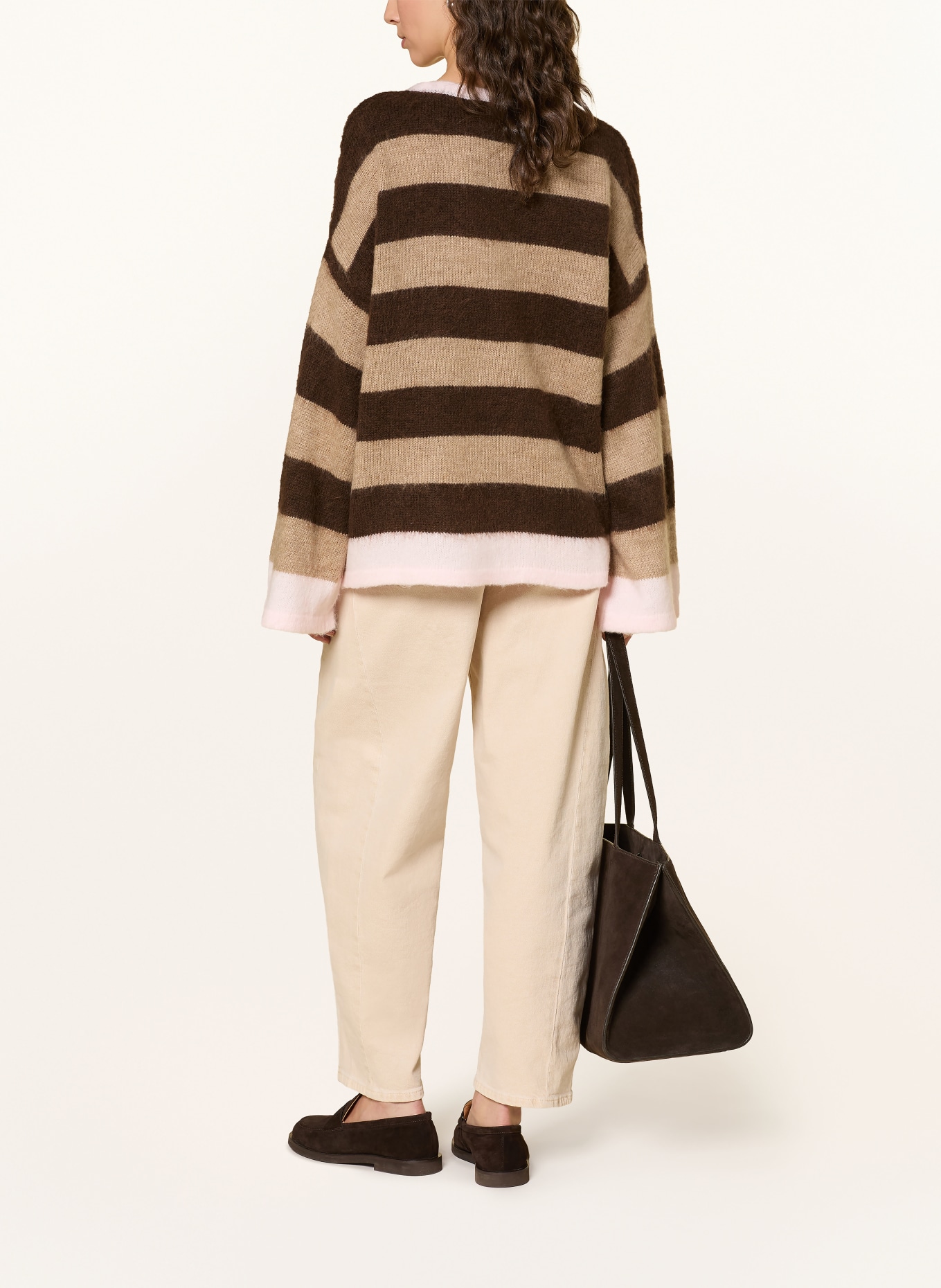 miss goodlife Trui van alpaca: BEIGE / MARRON FONCÉ / ROSE CLAIR