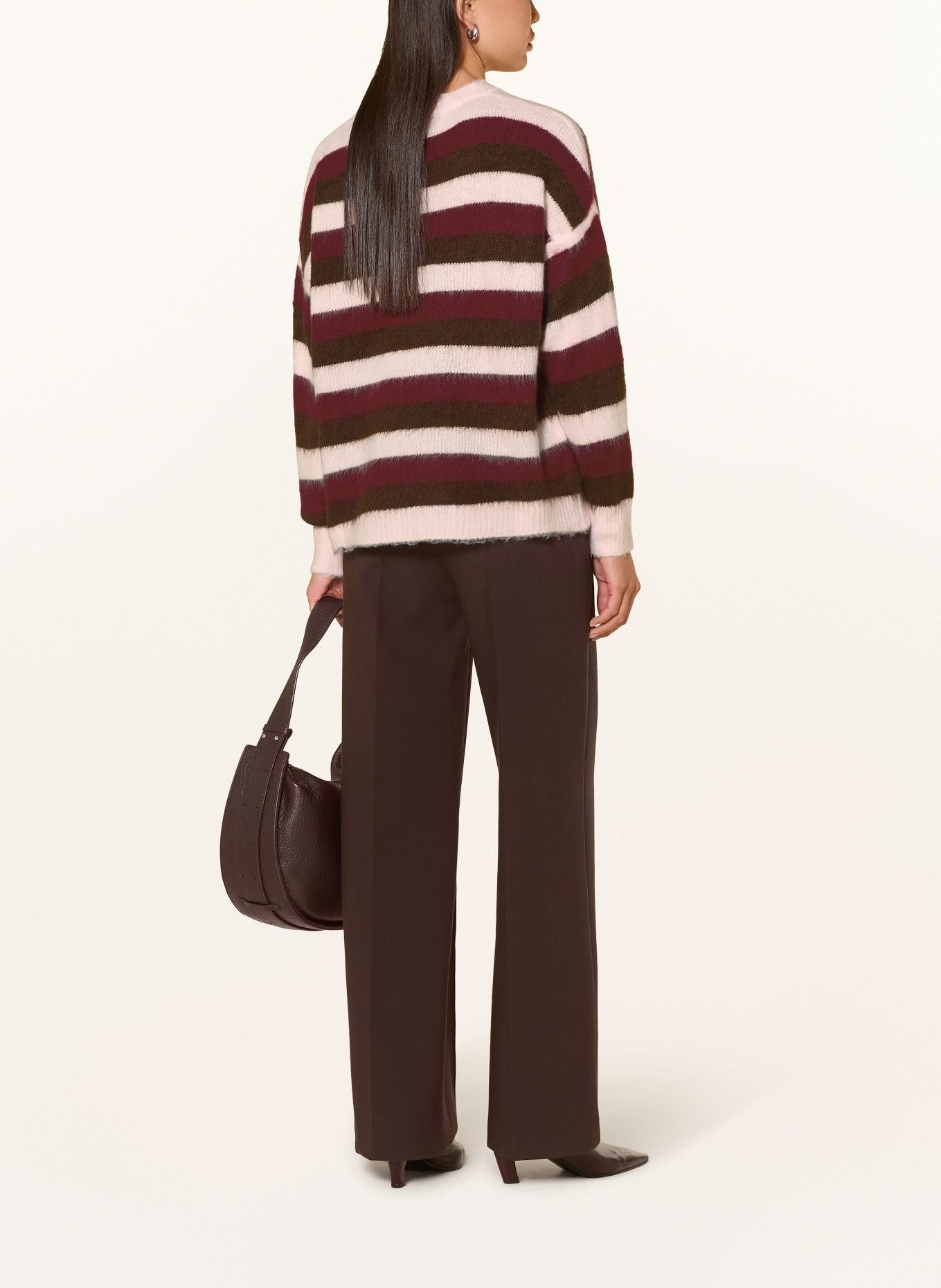 miss goodlife Alpaca Sweater: DARK RED / LIGHT PINK