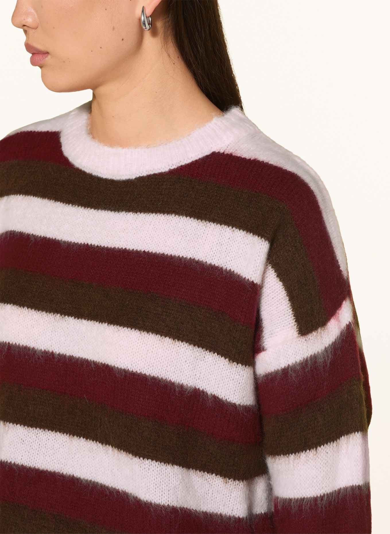 miss goodlife Alpaca Sweater: DARK RED / LIGHT PINK