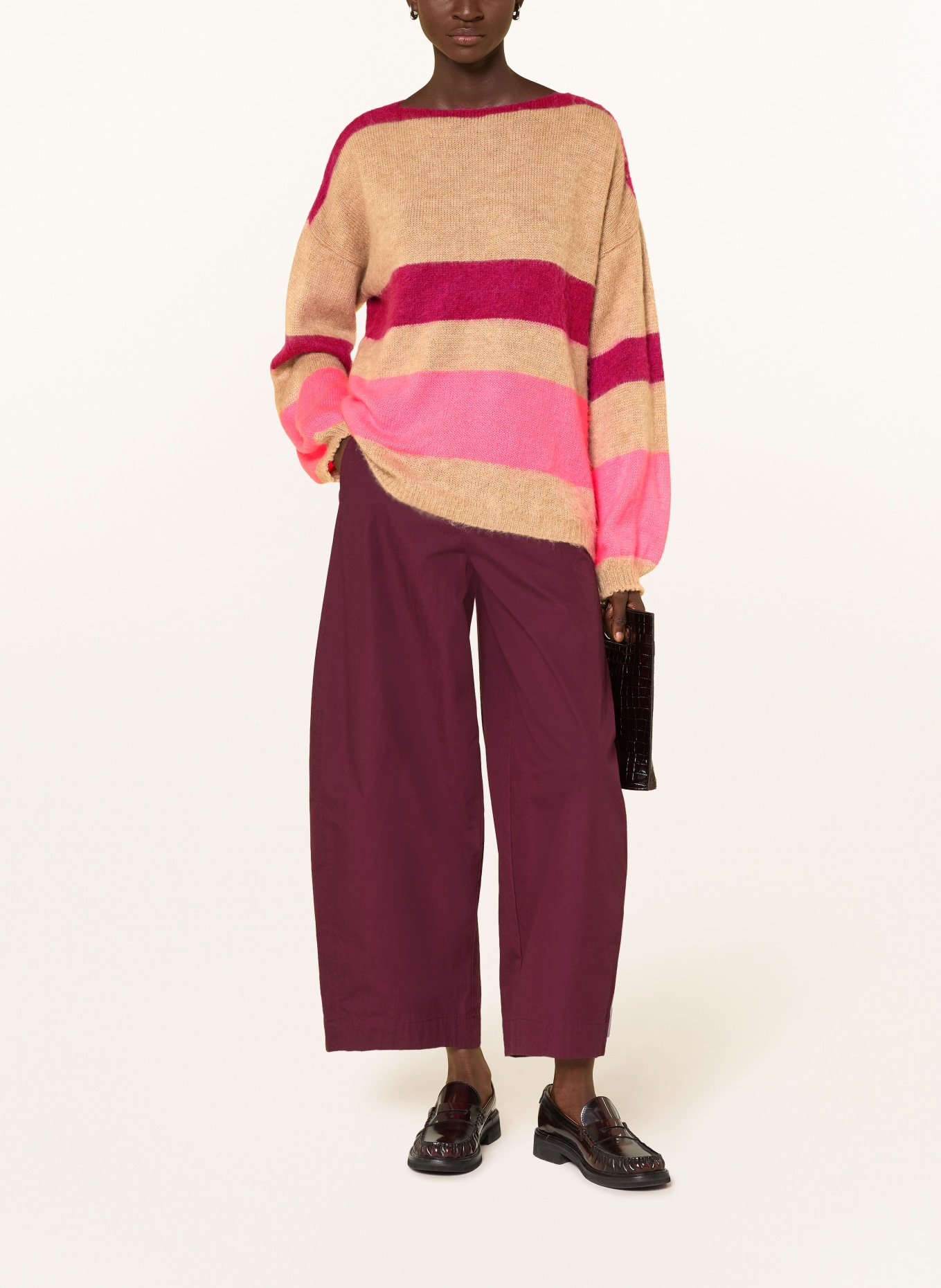 miss goodlife Pullover mit Alpaka: HELLBRAUN / FUCHSIA / NEONPINK