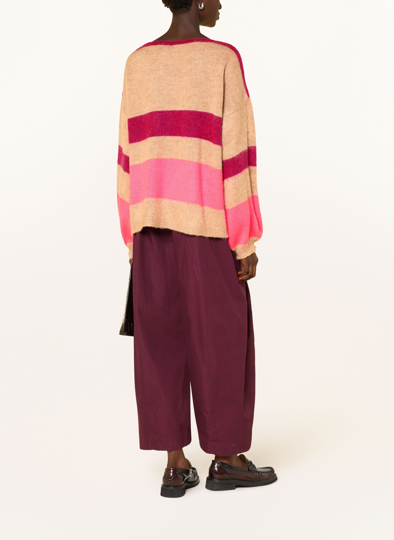 miss goodlife Pullover mit Alpaka: HELLBRAUN / FUCHSIA / NEONPINK