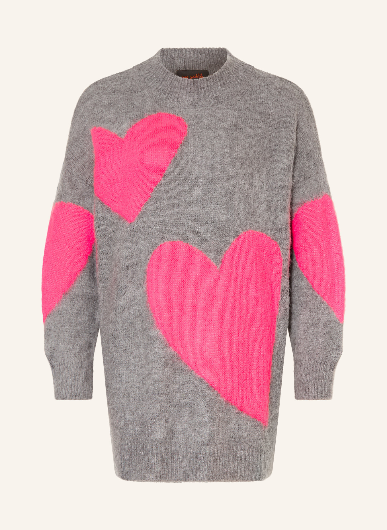 miss goodlife Alpaca Sweater: GRAY / PINK