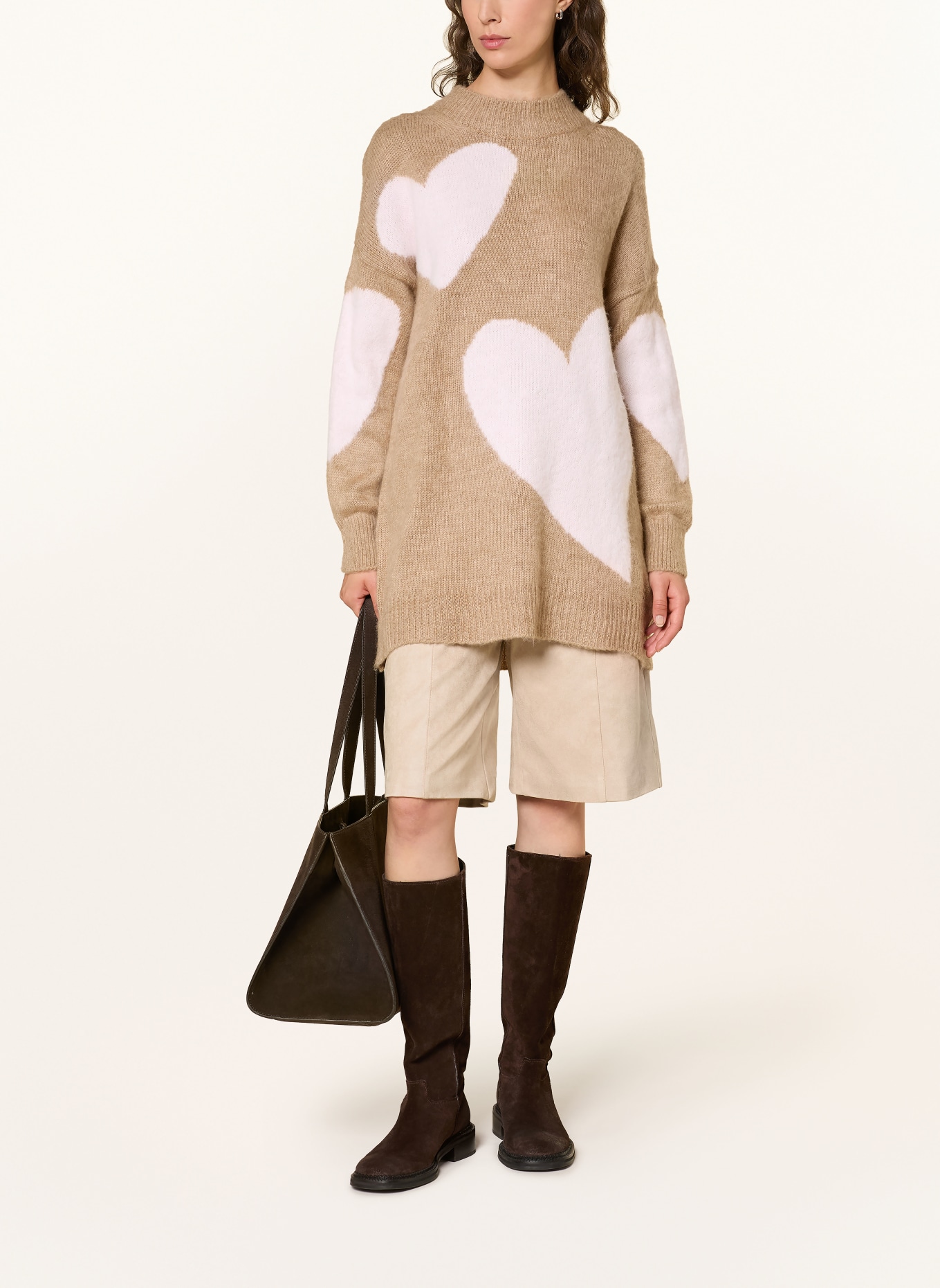 miss goodlife Trui van alpaca: BEIGE / ROSE CLAIR