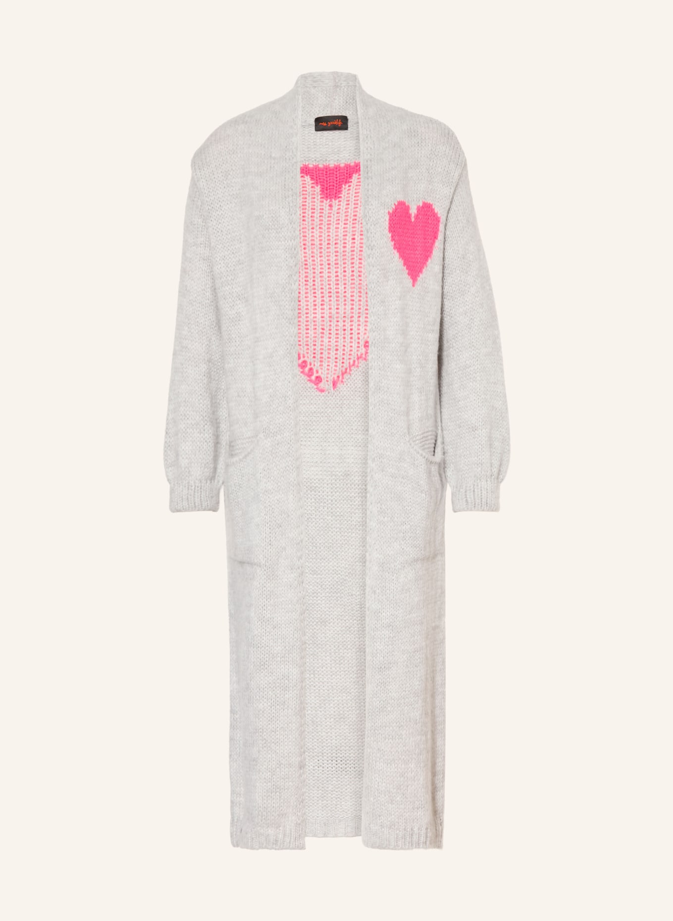 miss goodlife Knit wrap with alpaca: GRAY / PINK