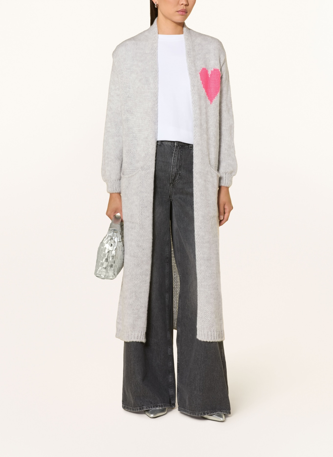 miss goodlife Knit wrap with alpaca: GRAY / PINK