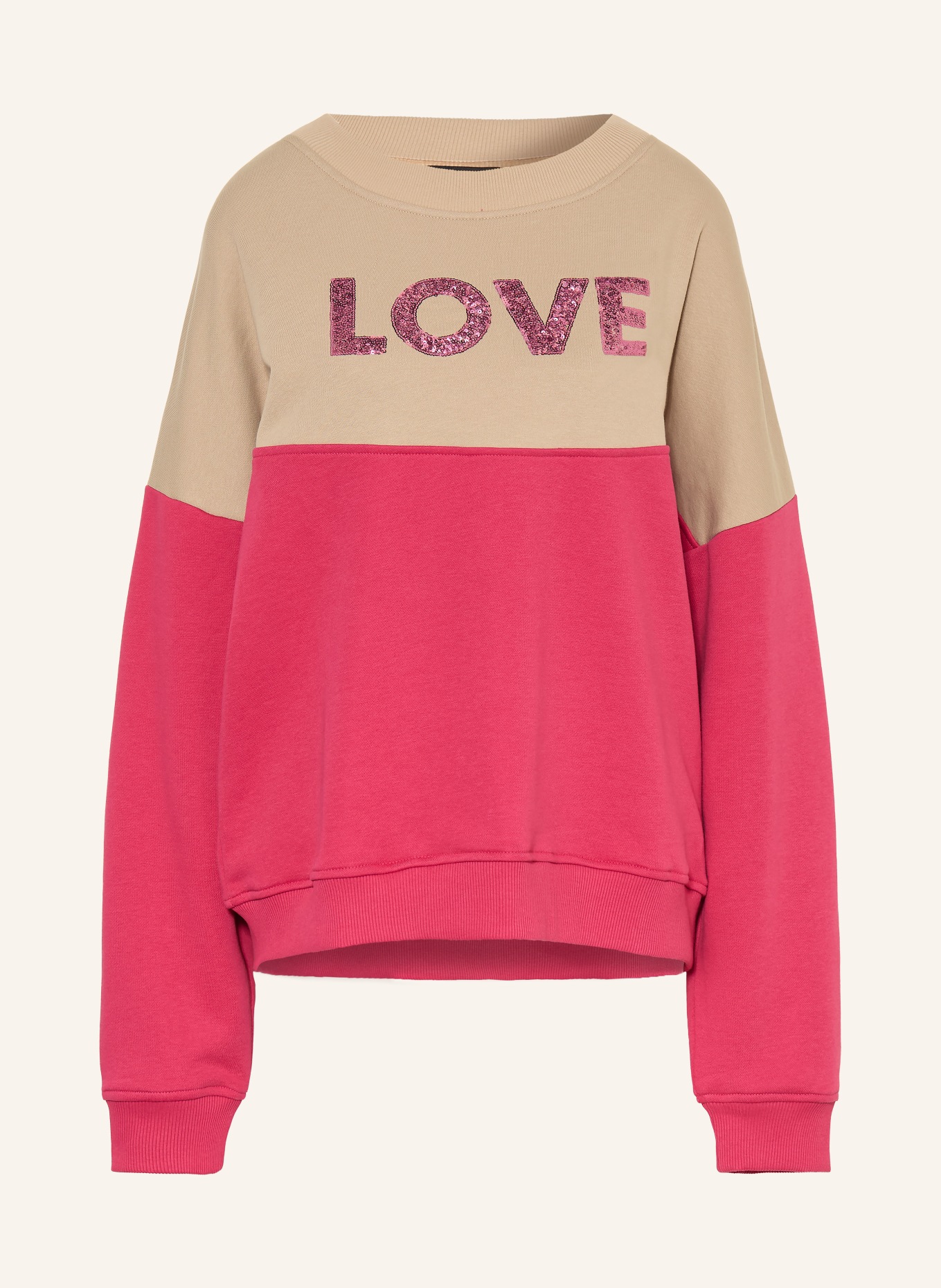 miss goodlife Sweatshirt met pailletten: FUCHSIA / BEIGE