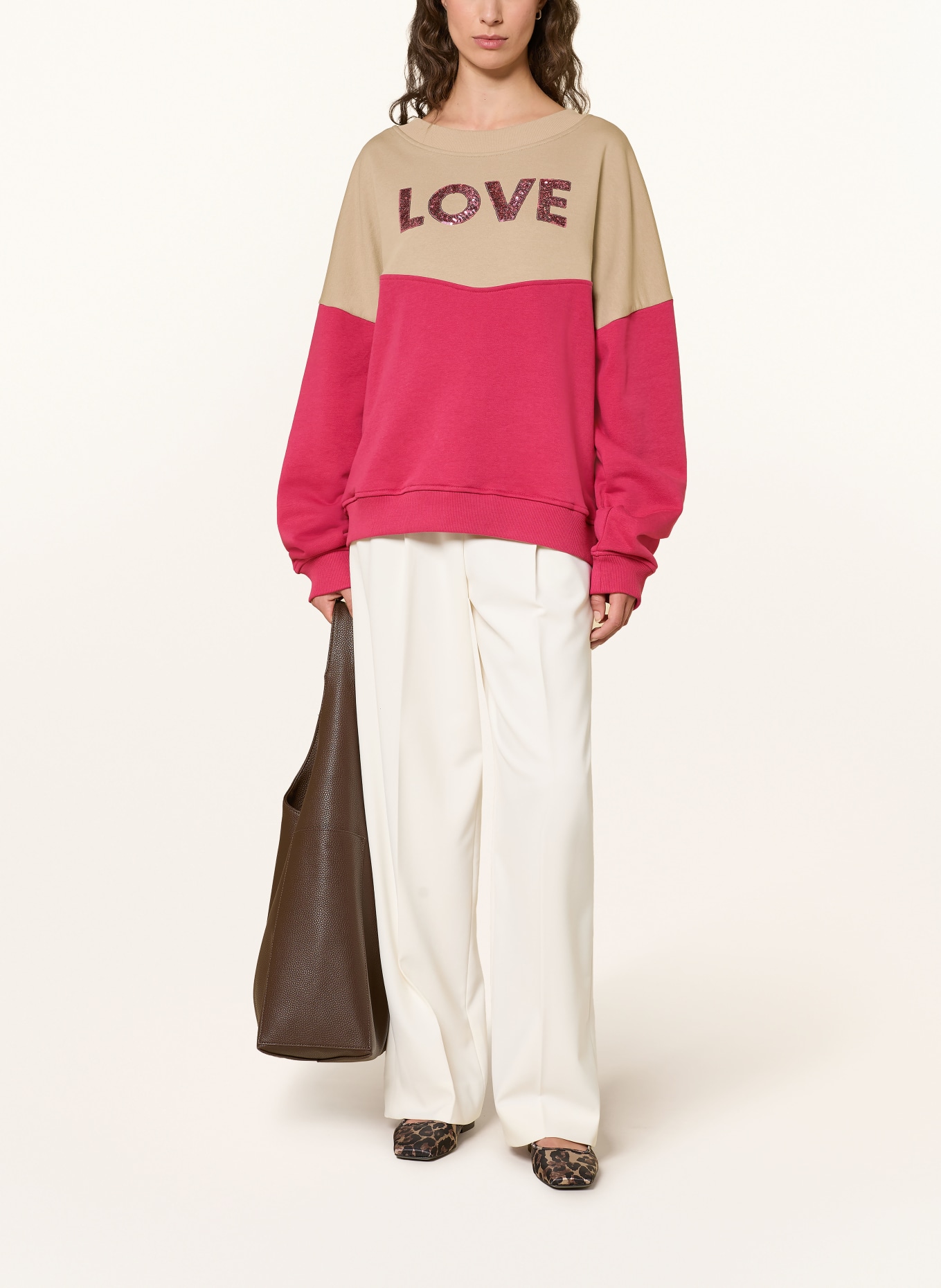 miss goodlife Sweatshirt met pailletten: FUCHSIA / BEIGE