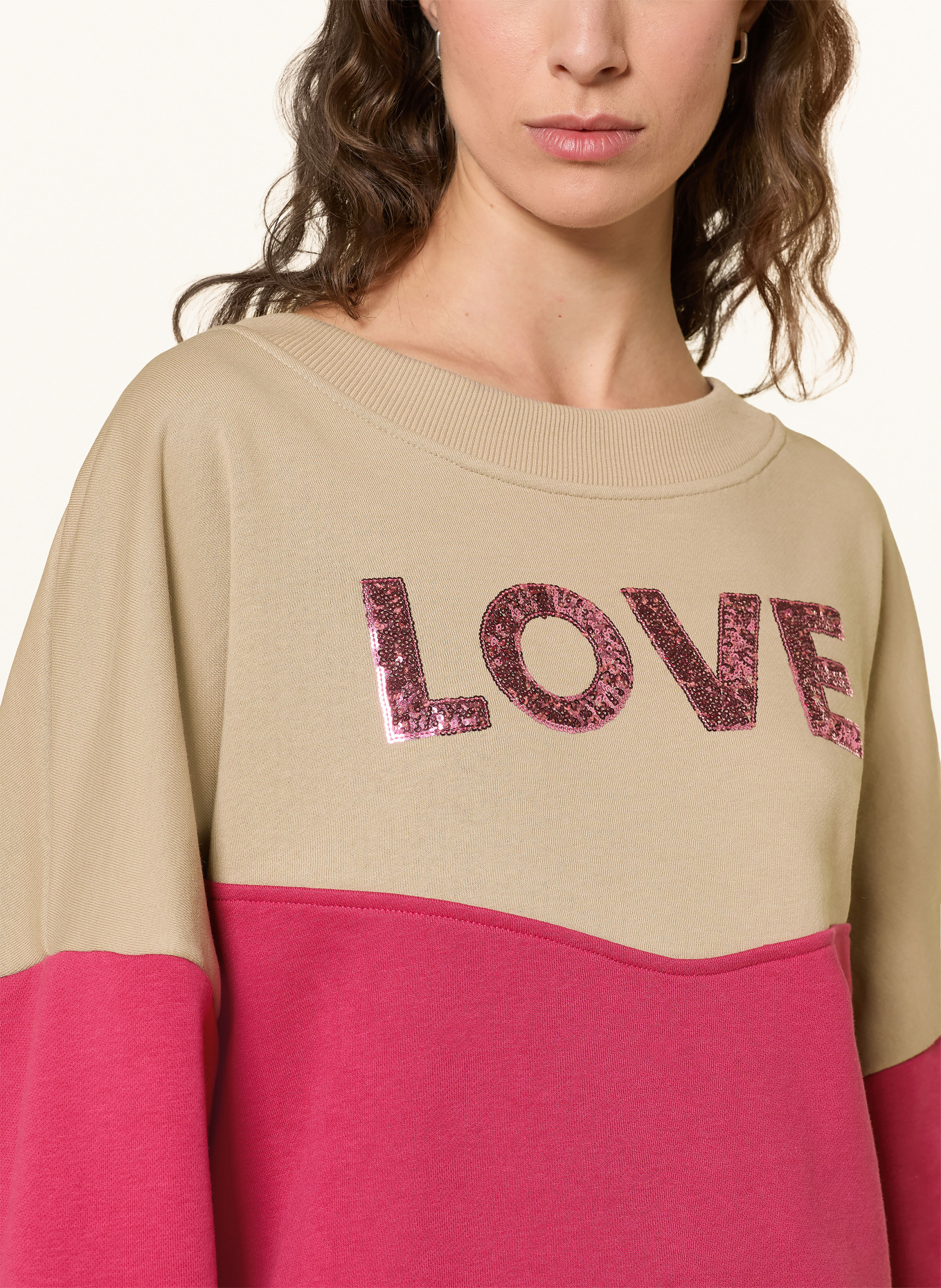 miss goodlife Sweatshirt met pailletten: FUCHSIA / BEIGE