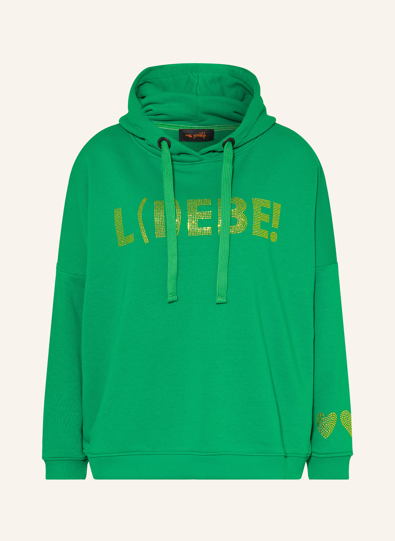 miss goodlife Hoodie met sierstenen: GROEN / GEEL