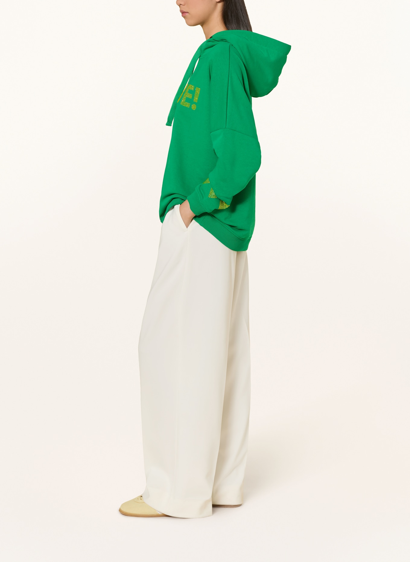 miss goodlife Hoodie met sierstenen: GROEN / GEEL