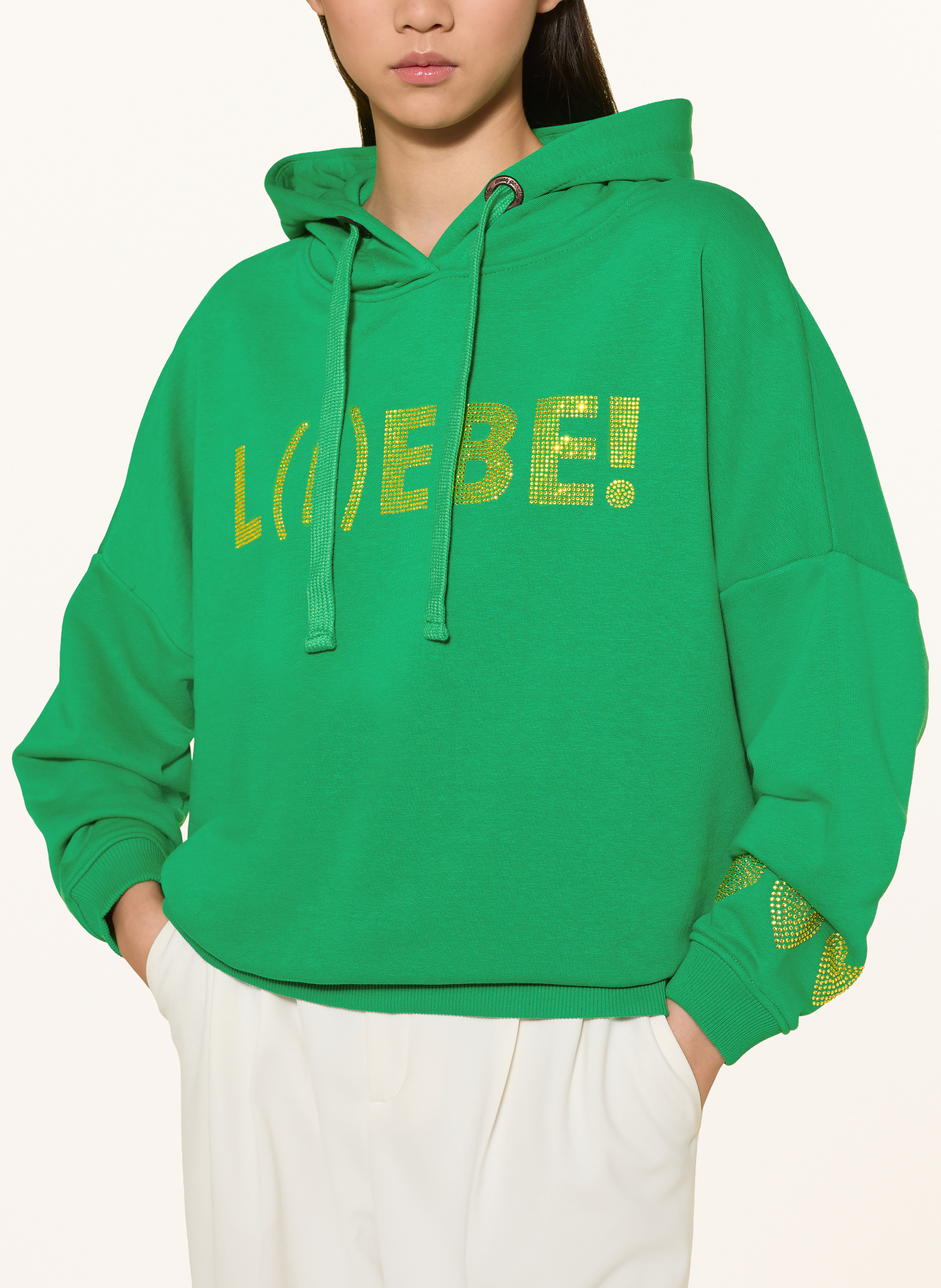 miss goodlife Hoodie met sierstenen: GROEN / GEEL