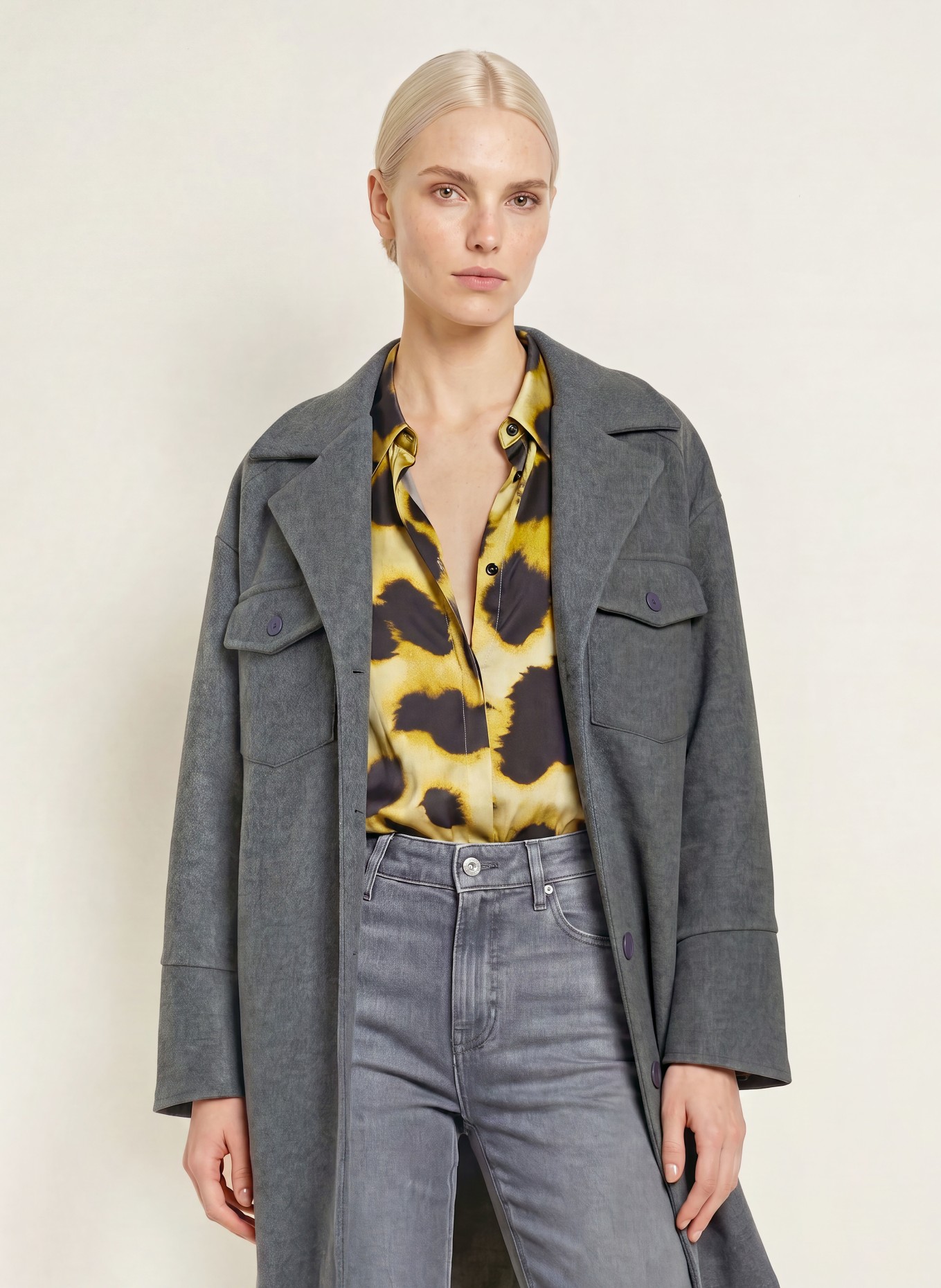 miss goodlife Mantel: GRAU / PINK / BLAU