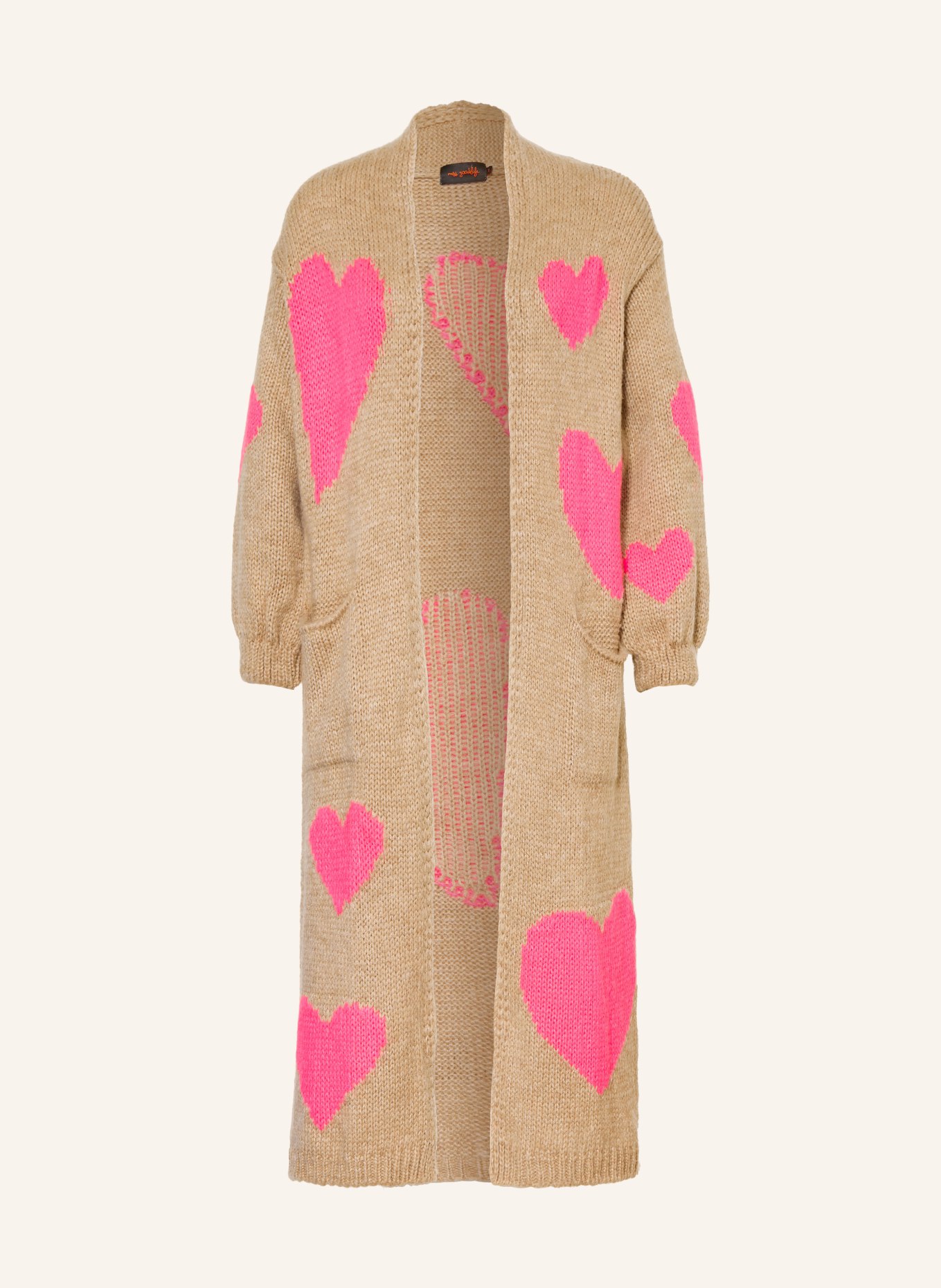 miss goodlife Knit wrap with alpaca: BEIGE / PINK