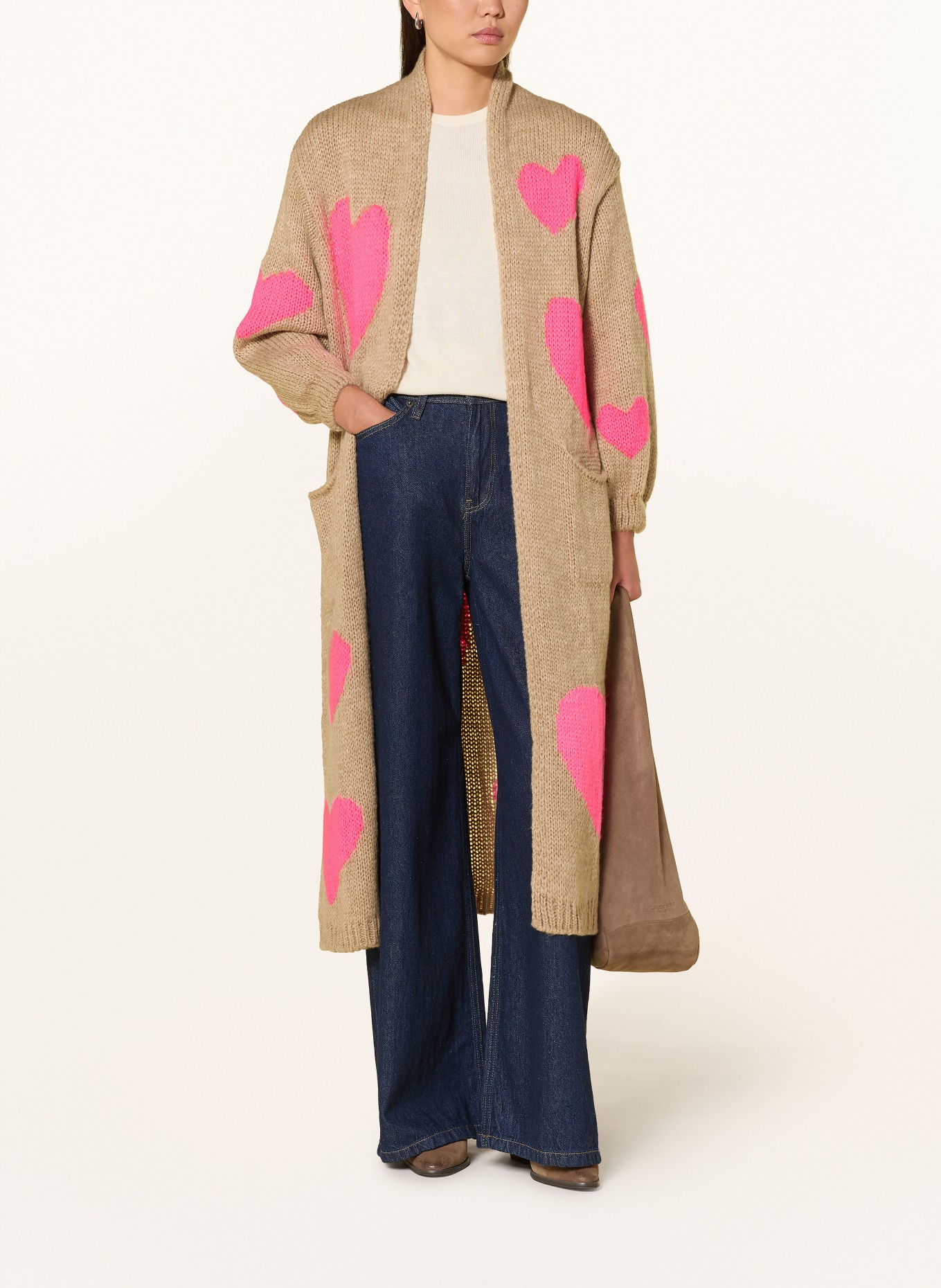 miss goodlife Knit wrap with alpaca: BEIGE / PINK