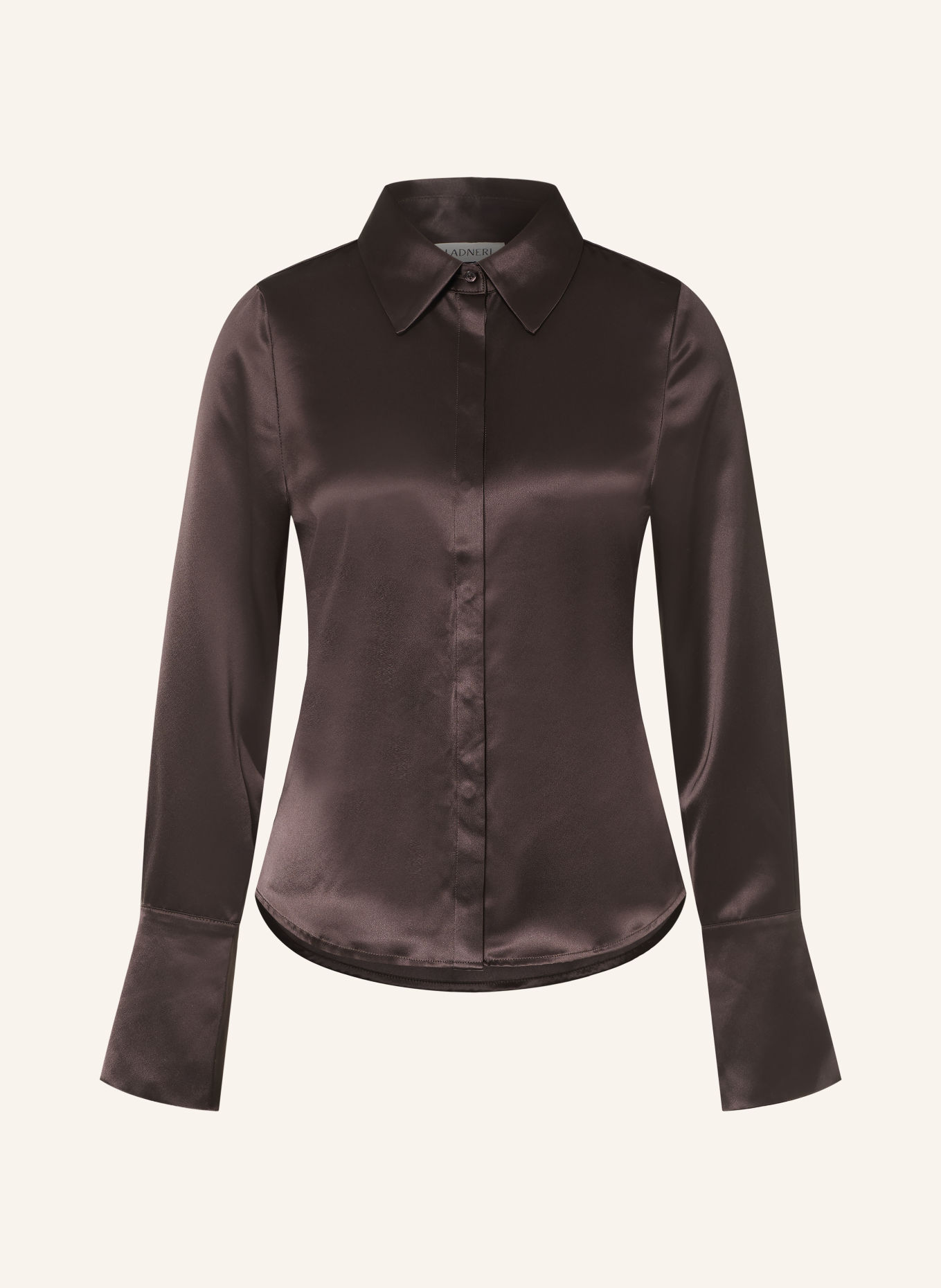 LADNERI Hemdbluse HEDI aus Satin: DUNKELBRAUN