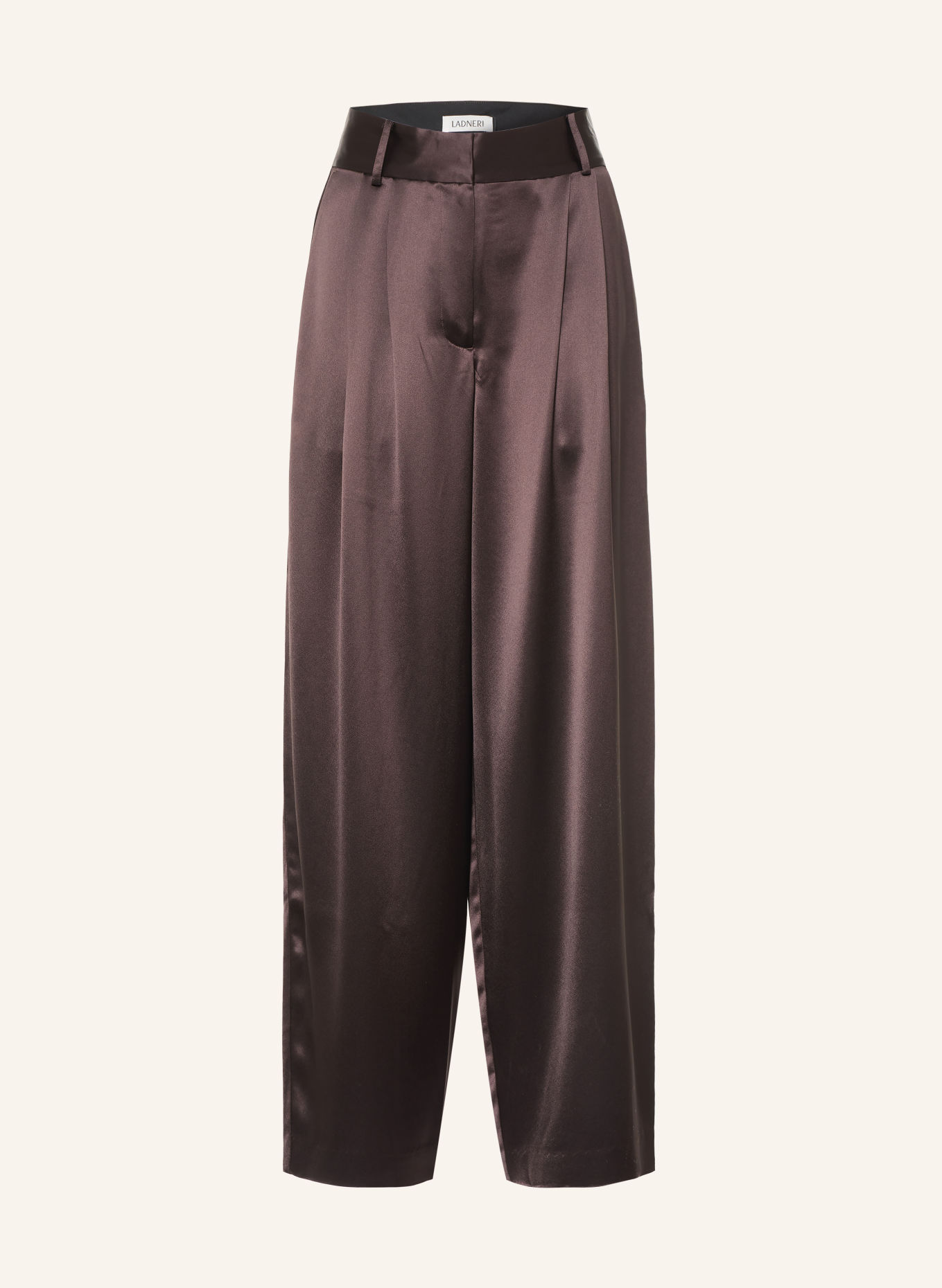 LADNERI Marlenehose VIRE aus Satin: DUNKELBRAUN