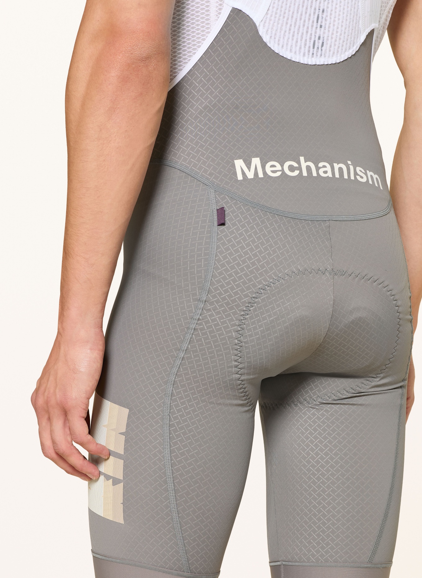 PAS NORMAL STUDIOS Cuissard de vélo MECHANISM LOGO avec bretelles et insert rembourré: TAUPE / BLANC