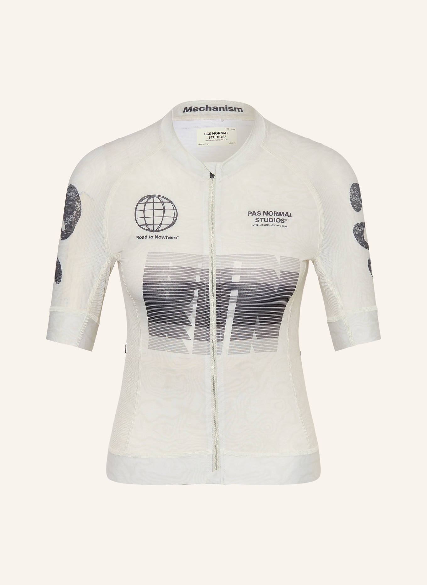 PAS NORMAL STUDIOS MECHANISM LOGO Cycling jersey: ECRU / DARK GRAY