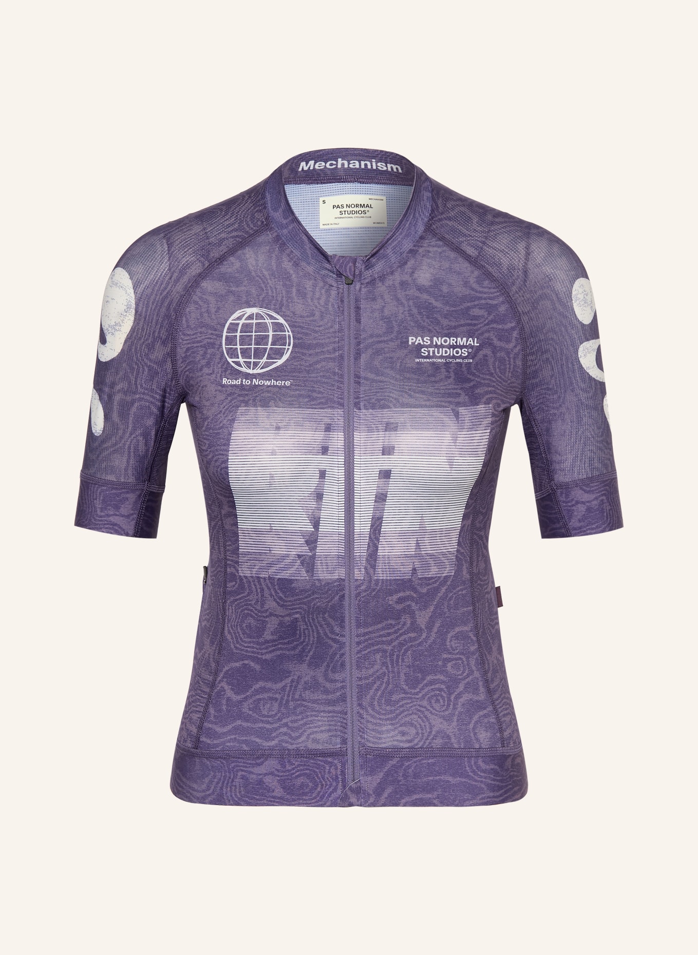 PAS NORMAL STUDIOS MECHANISM LOGO Cycling jersey: DARK PURPLE / WHITE