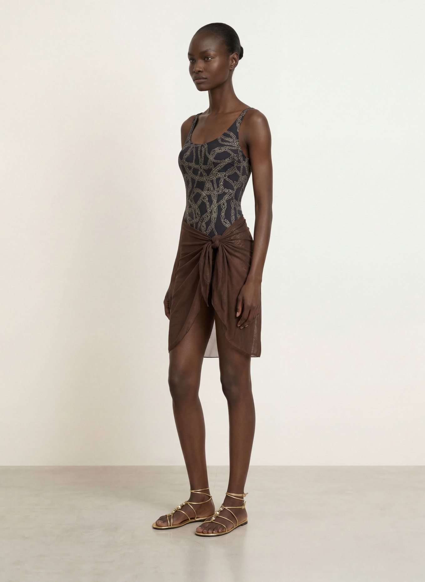 Charmline Shape-Badeanzug INTERLACE CHAINS: SCHWARZ / GOLD