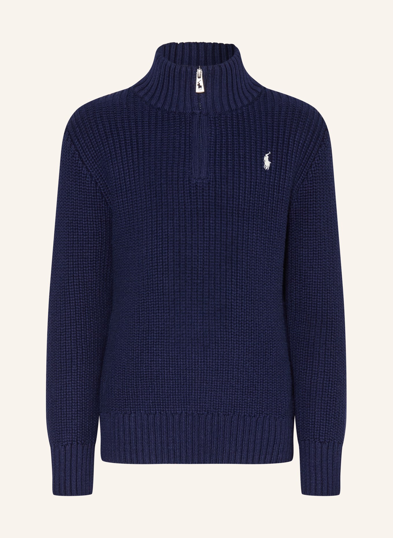 POLO RALPH LAUREN Pull col zippé: BLEU FONCÉ