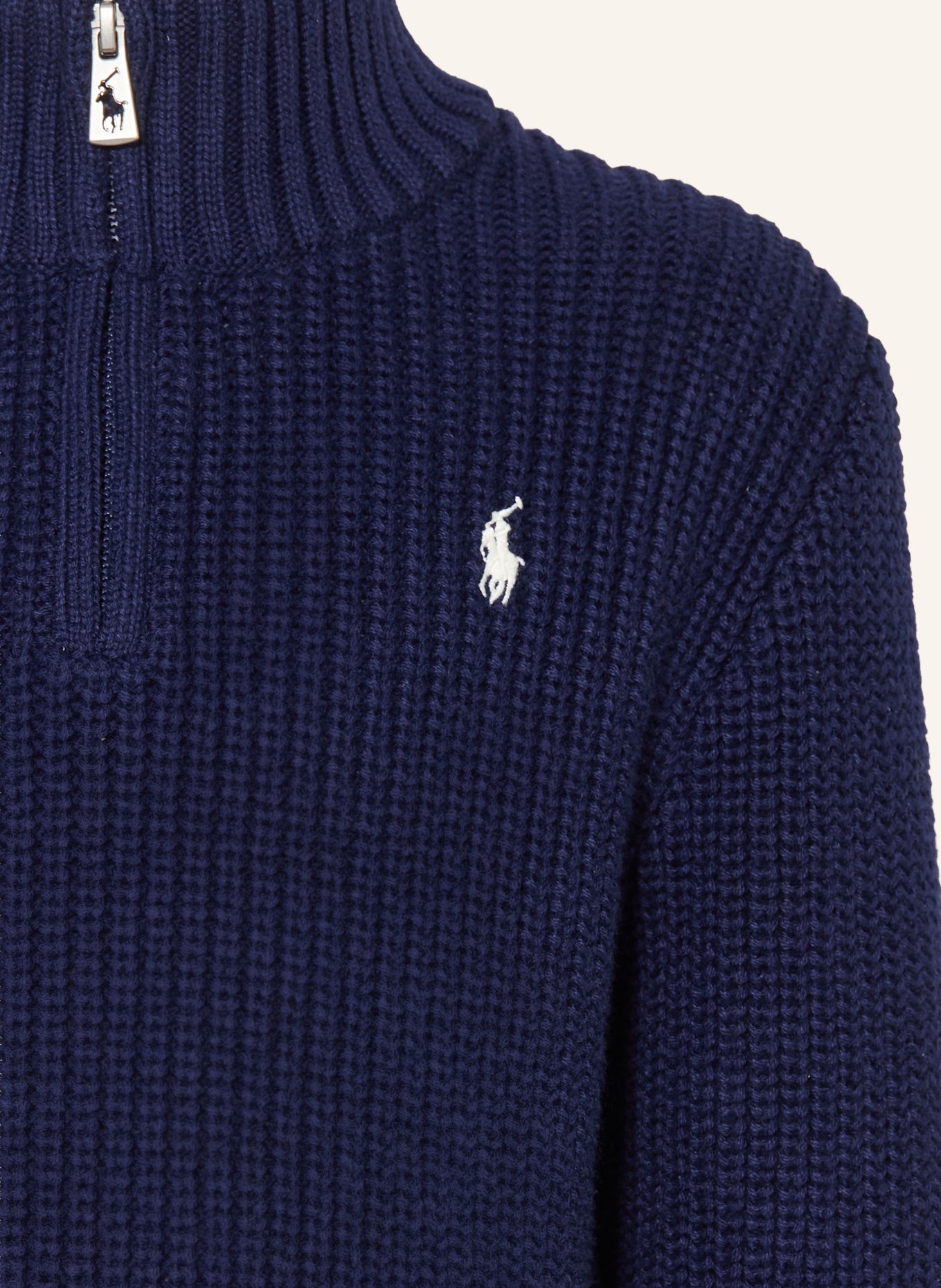 POLO RALPH LAUREN Pull col zippé: BLEU FONCÉ