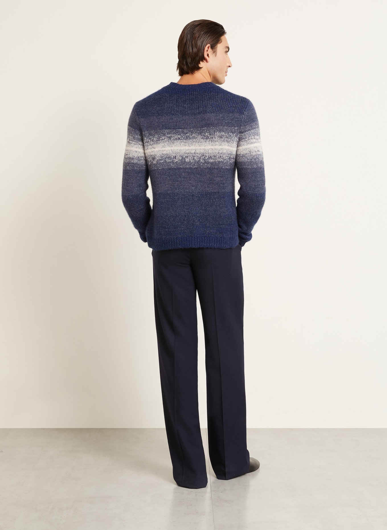 IRIS von ARNIM Pull FELTON en cachemire: BLEU FONCÉ / GRIS CLAIR / GRIS