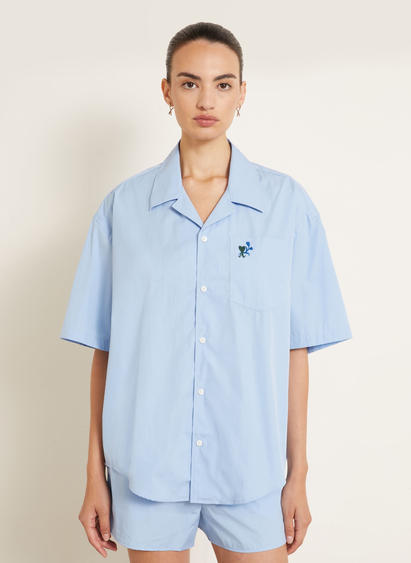 AMI PARIS Blouse: LIGHT BLUE / DARK GREEN / DARK BLUE