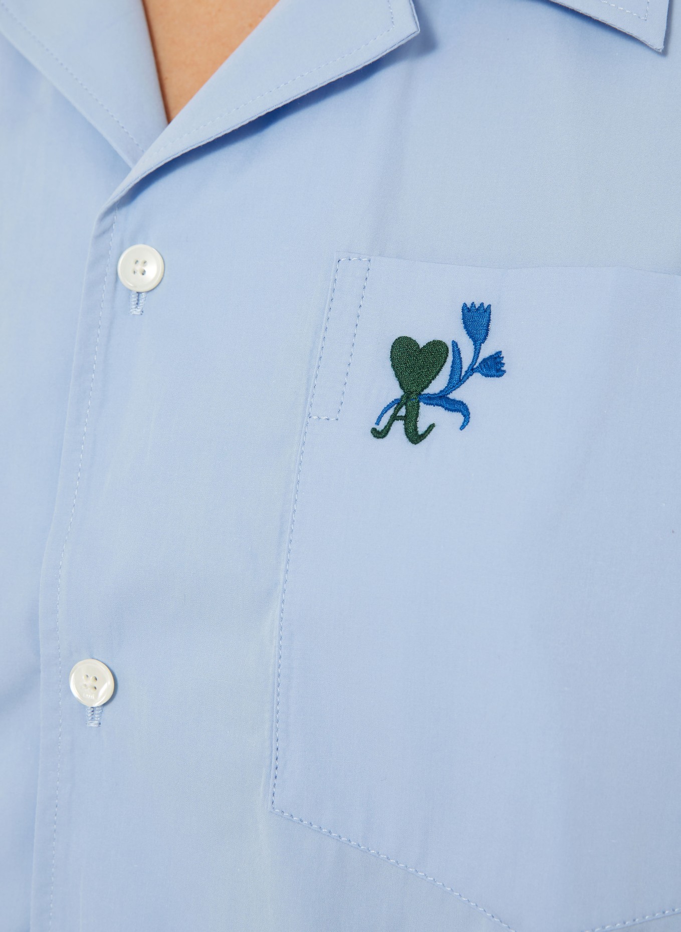 AMI PARIS Blouse: LIGHT BLUE / DARK GREEN / DARK BLUE