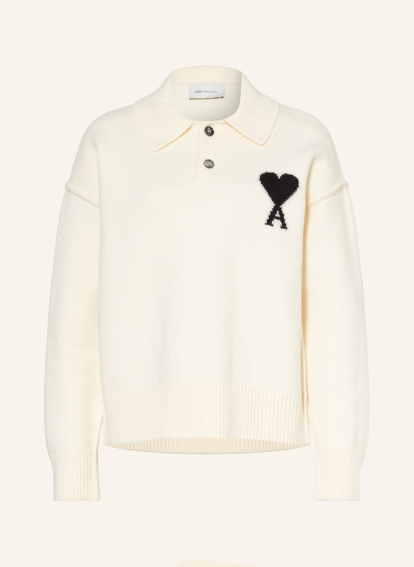 AMI PARIS Pullover: ECRU / SCHWARZ