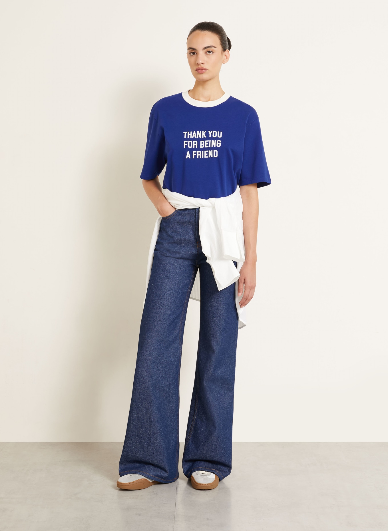 AMI PARIS T-shirt: BLAUW / WIT