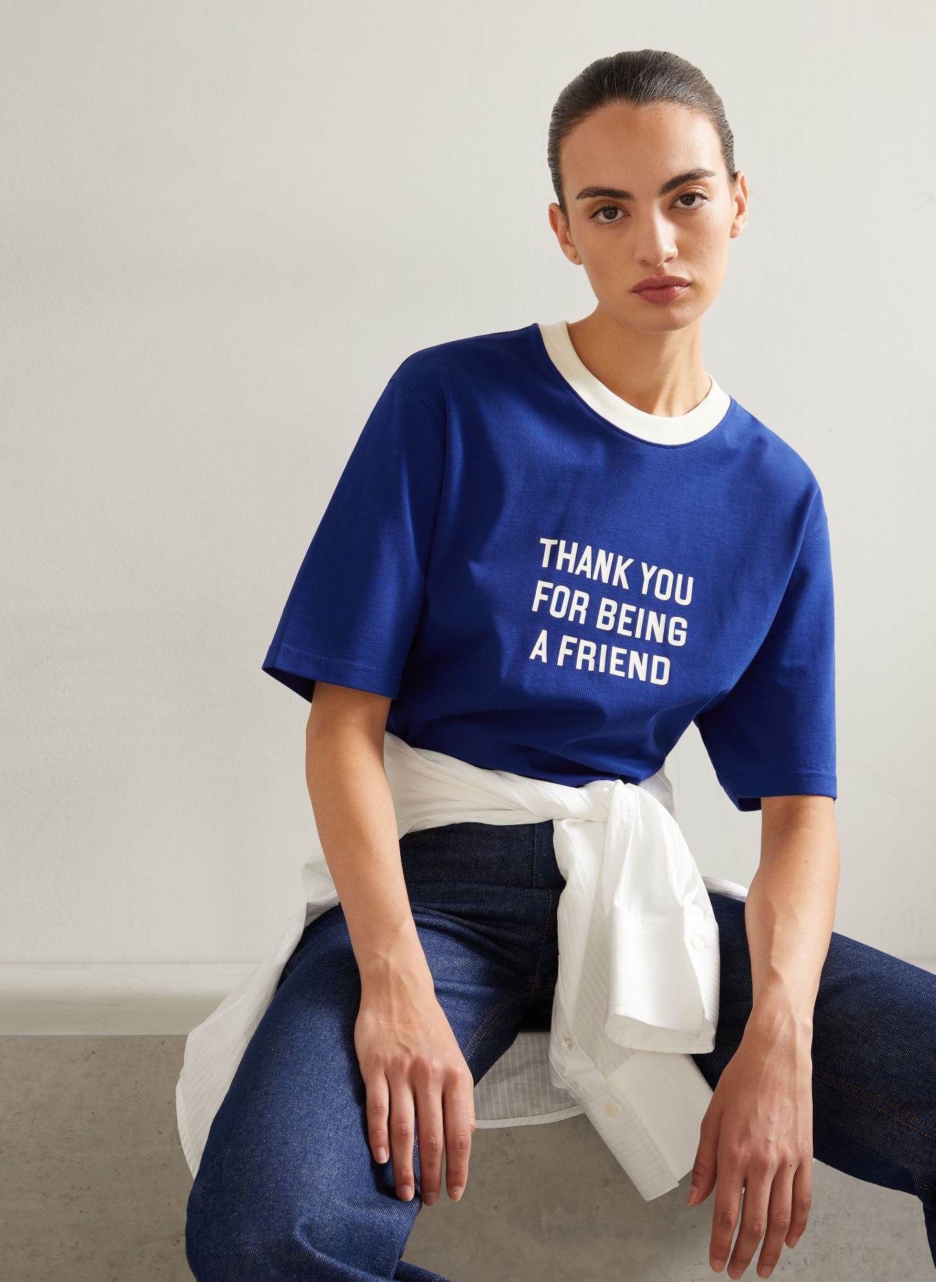 AMI PARIS T-shirt: BLAUW / WIT