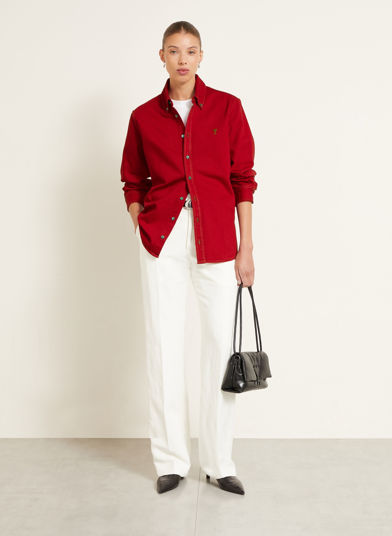 AMI PARIS Jeansbluse: ROT