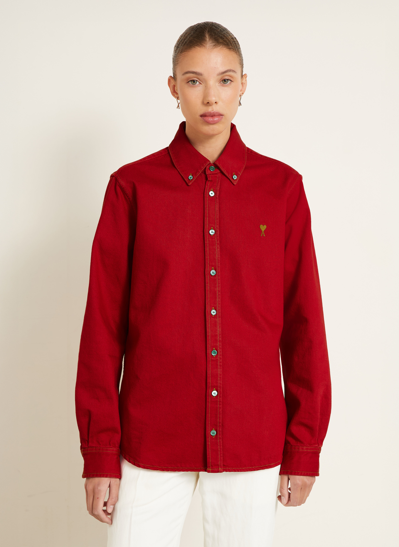 AMI PARIS Jeansbluse: ROT