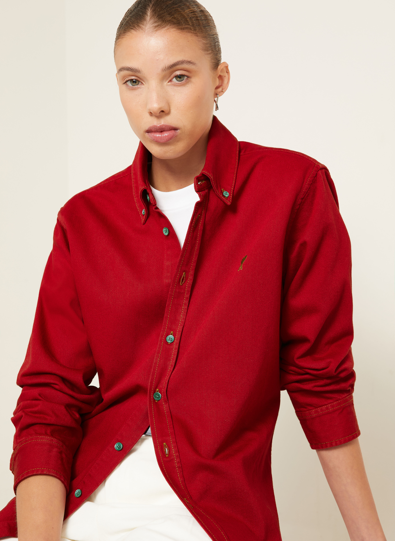 AMI PARIS Jeansbluse: ROT